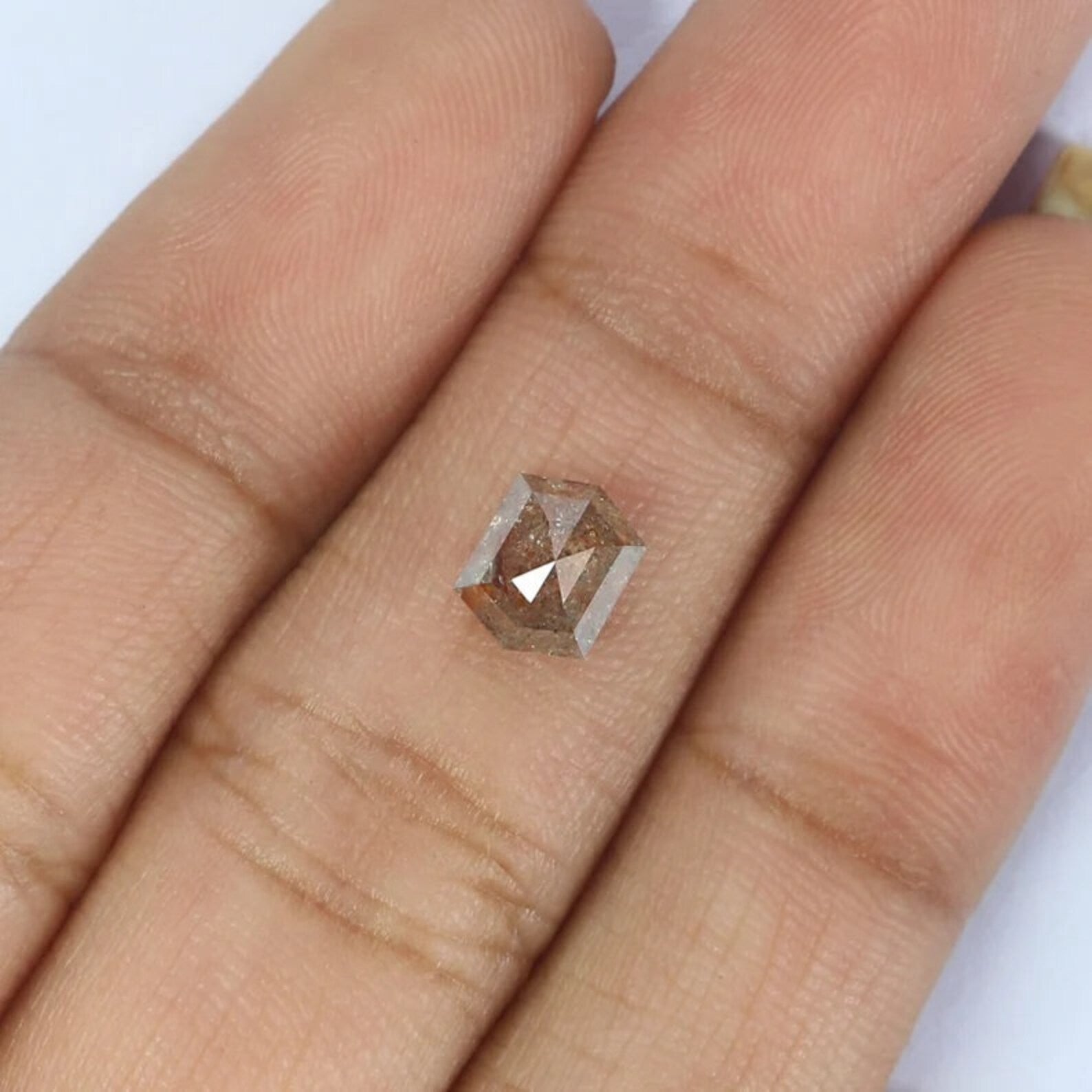 1.16 CT Natural Loose Hexagon Shape Diamond Light Brown Color Hexagon Diamond 6.55 MM Natural Brown Color Hexagon Rose Cut Diamond QN2181