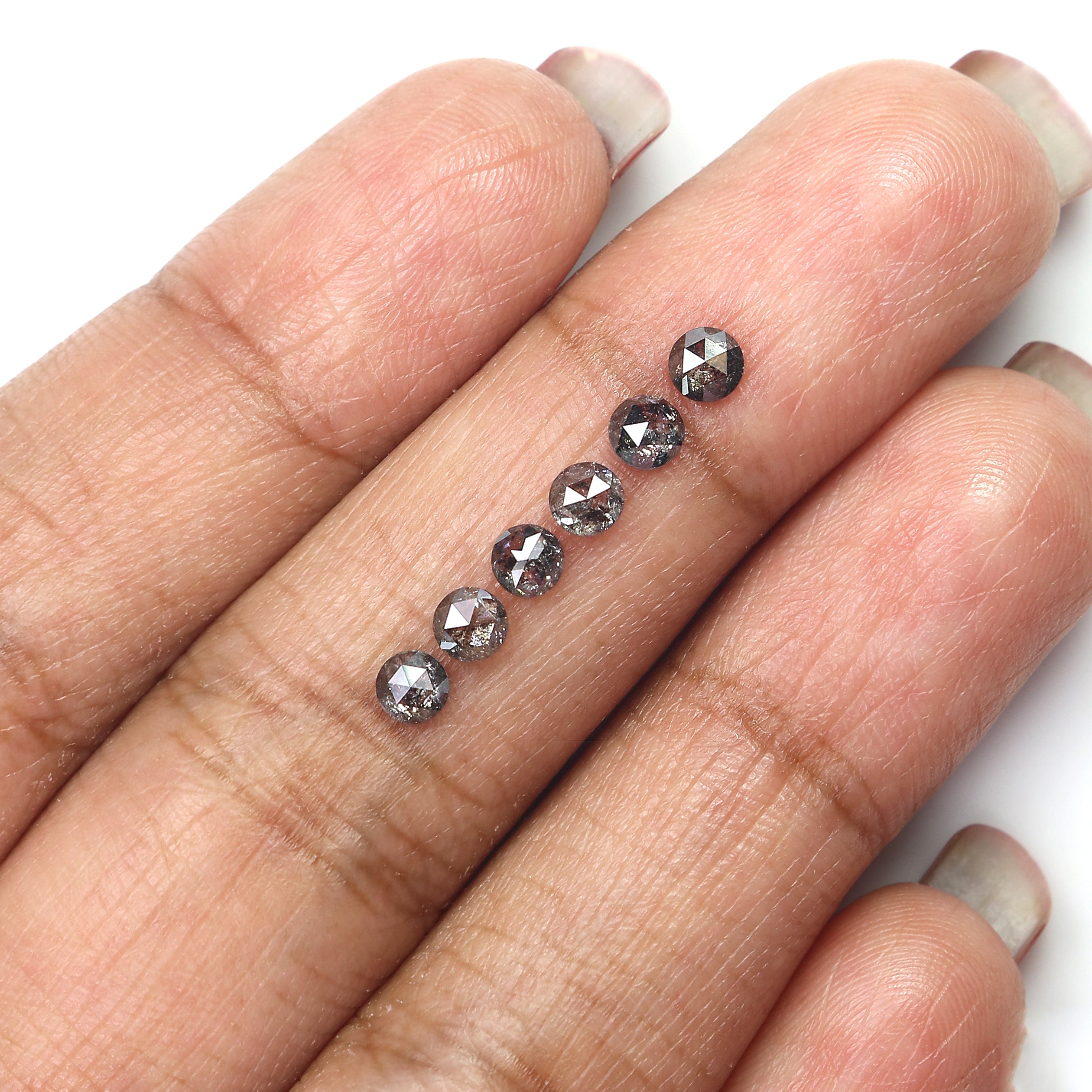 1.16 Ct Natural Loose Round Rose Cut Diamond Salt And Pepper Round Shape Diamond 3.50 MM Natural Black Grey Round Rose Cut Diamond LQ2785