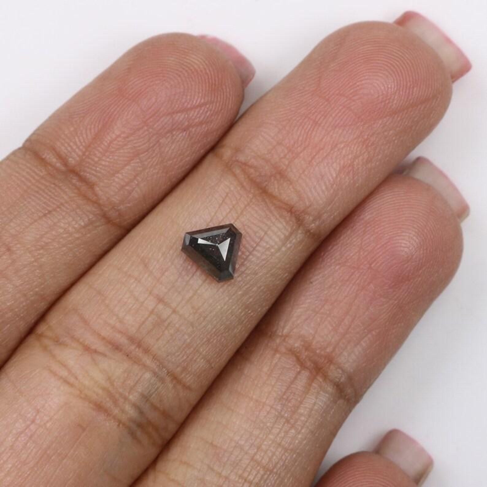 0.77 CT Natural Loose Triangle Shape Diamond Salt And Pepper Triangle Cut Diamond 5.00 MM Black Grey Color Triangle Rose Cut Diamond NQ8009