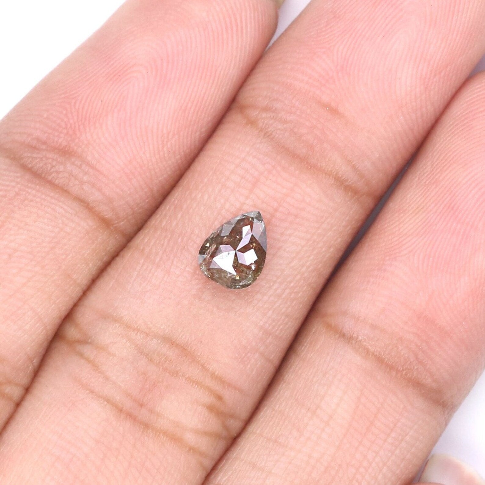0.55 CT Natural Loose Pear Shape Diamond Grey Brown Color Pear Cut Diamond 6.05 MM Natural Loose Diamond Pear Shape Rose Cut Diamond NQ8107