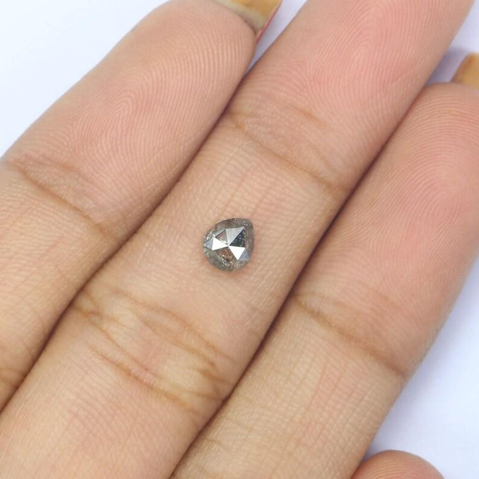 0.45 Ct Natural Loose Pear Shape Diamond Salt And Pepper Pear Diamond 4.90 MM Natural Diamond Black Grey Color Pear Rose Cut Diamond NQ9267