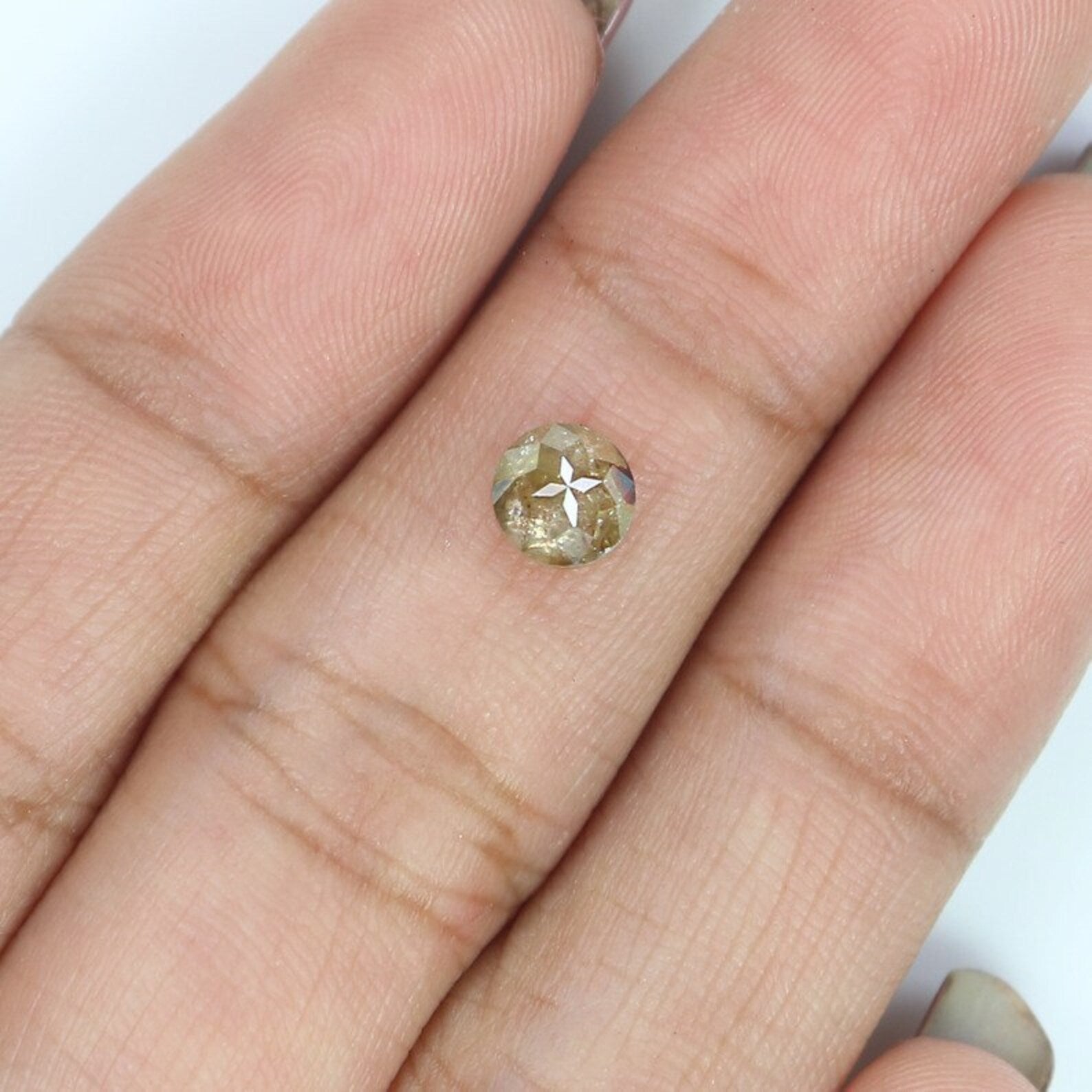 0.81 CT Natural Loose Round Diamond Grey Yellow Color Rose Cut Diamond 5.25 MM Natural Loose Diamond Grey Yellow Color Round Rose Cut NQ349