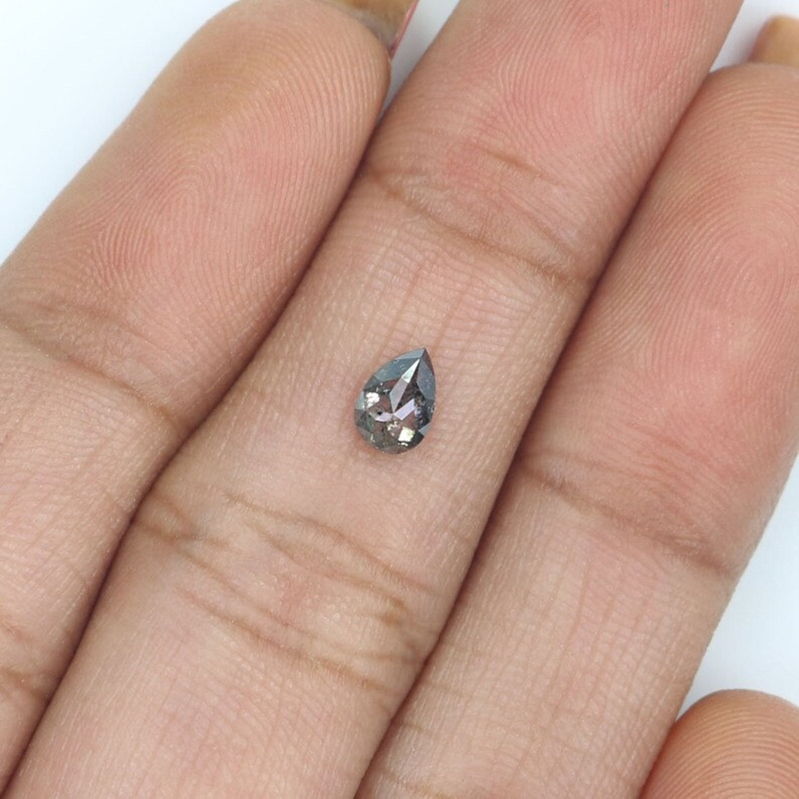 0.32 CT Natural Loose Pear Shape Diamond Salt And Pepper Pear Diamond 5.40 MM Natural Diamond Black Gray Color Pear Rose Cut Diamond NQ2115