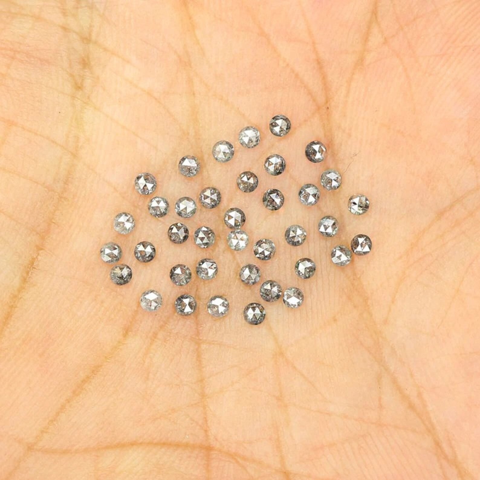 0.95 CT Natural Loose Round Shape Diamond Salt And Pepper Round Cut Diamond 1.70 MM Natural Black Grey Color Round Rose Cut Diamond NQ1608