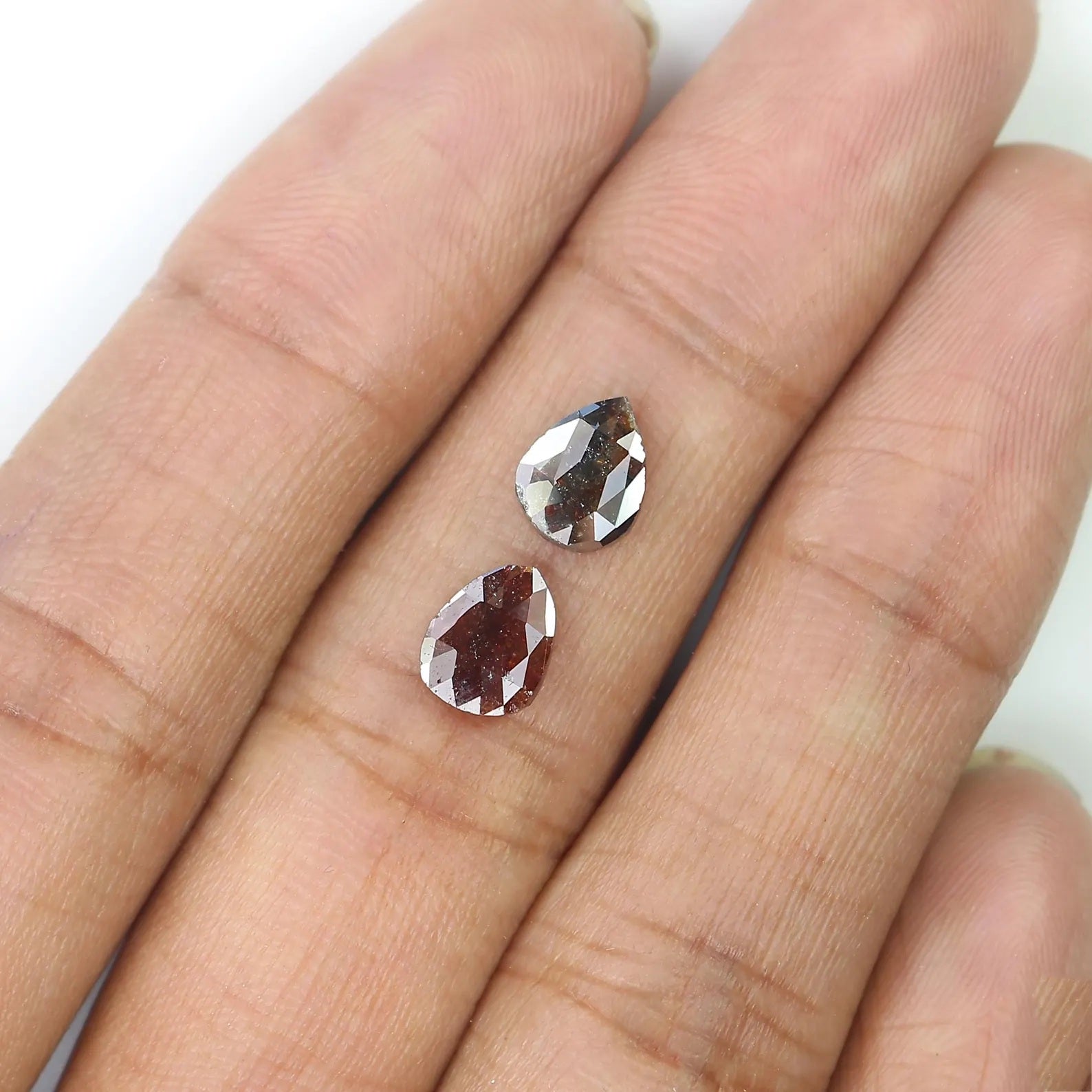 1.75 CT Natural Loose Pear Cut Pair Diamond Brown Color Pear Shape Diamond 7.35 MM Natural Diamond Brown Color Pear Rose Cut Diamond NQ2547