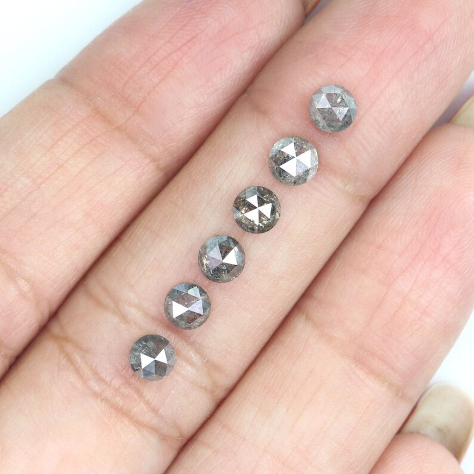 1.81 CT Natural Loose Round Shape Diamond Salt And Pepper Round Cut Diamond 3.90 MM Natural Black Grey Color Round Rose Cut Diamond NQ2060