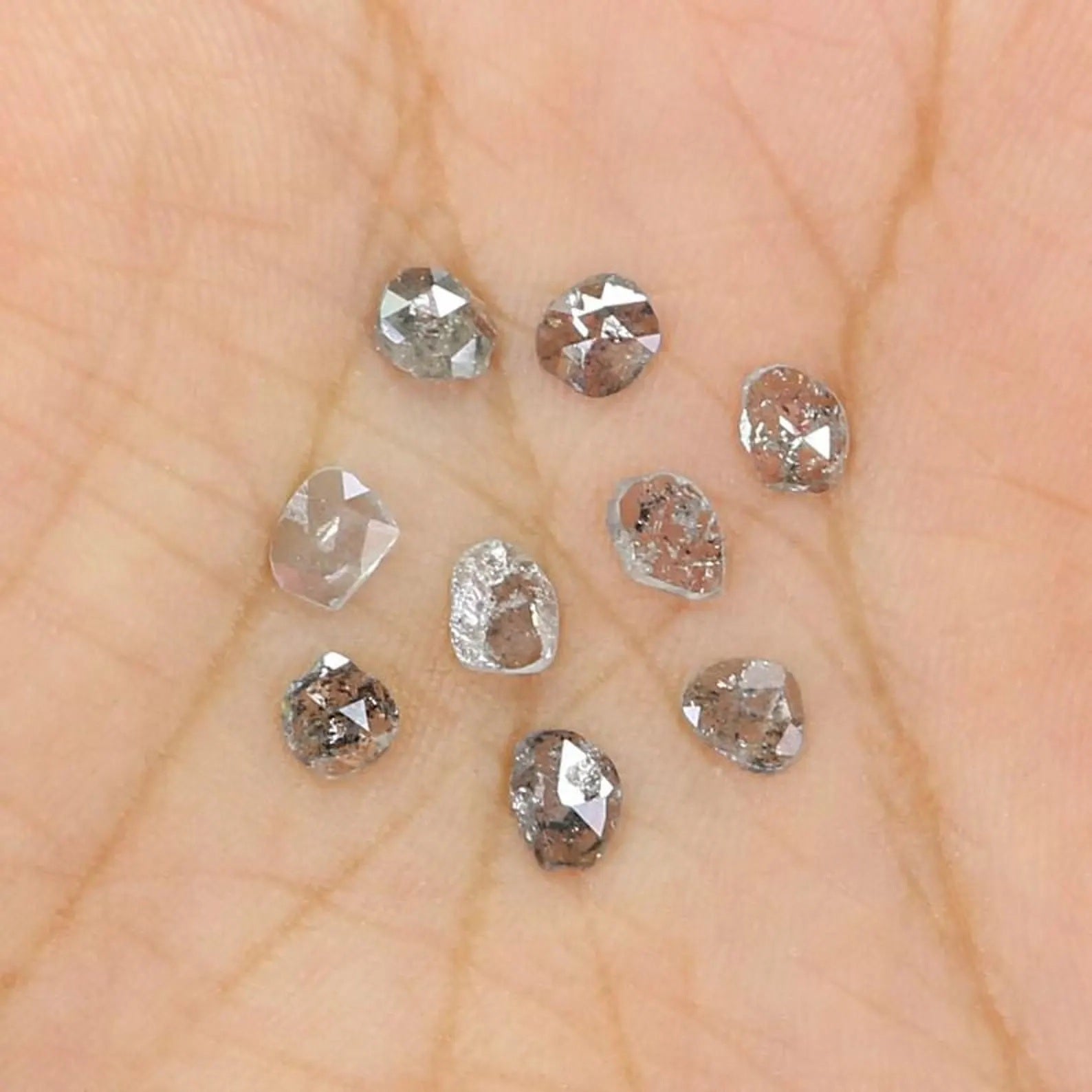 0.97 CT Natural Loose Slice Shape Diamond Salt And Pepper Slice Cut Diamond 4.15 MM Natural Black Grey Color Slice Rose Cut Diamond NQ2133