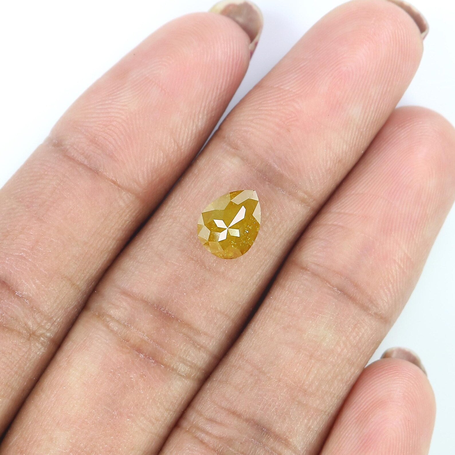 1.92 Ct Natural Loose Pear Shape Diamond Yellow Color Pear Cut Diamond 8.50 MM Natural Diamond Yellow Color Pear Rose Cut Diamond QN9131