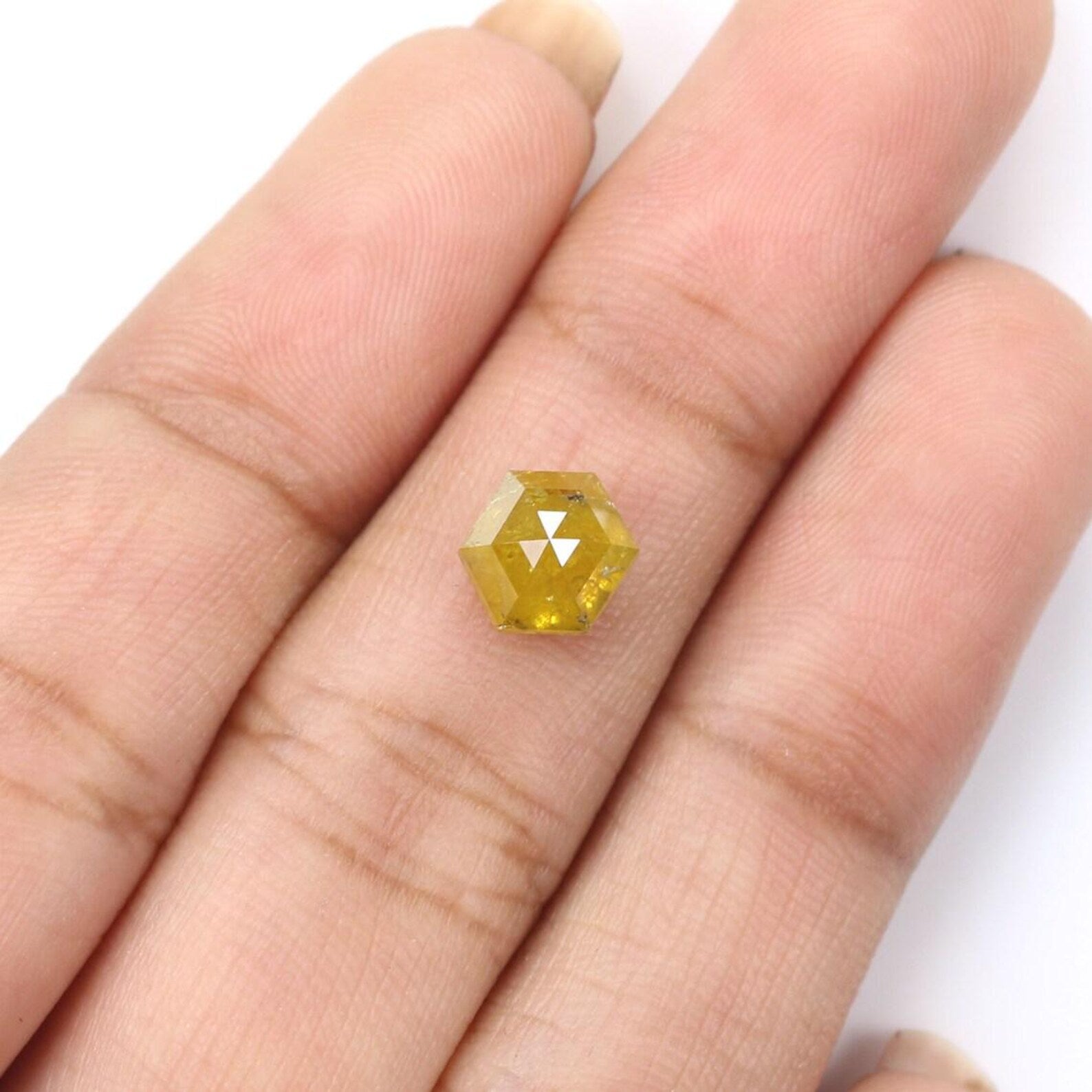 1.53 CT Natural Loose Hexagon Shape Diamond Yellow Color Hexagon Diamond 7.50 MM Natural Loose Yellow Color Hexagon Rose Cut Diamond NQ1919