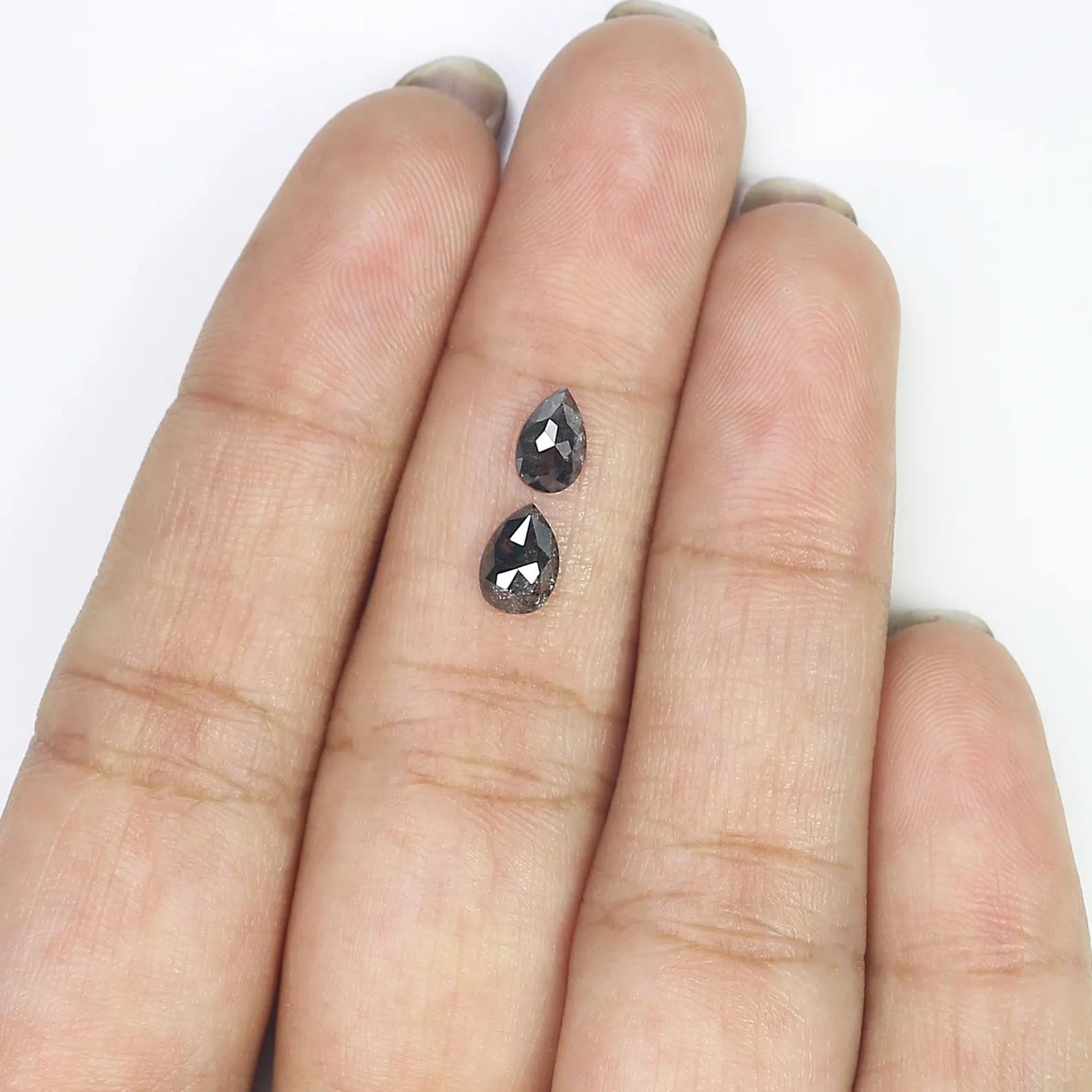 0.94 Ct Natural Loose Pear Shape Pair Diamond Salt And Pepper Pear Diamond 6.00 MM Natural Black Grey Color Pear Rose Cut Diamond NQ1493