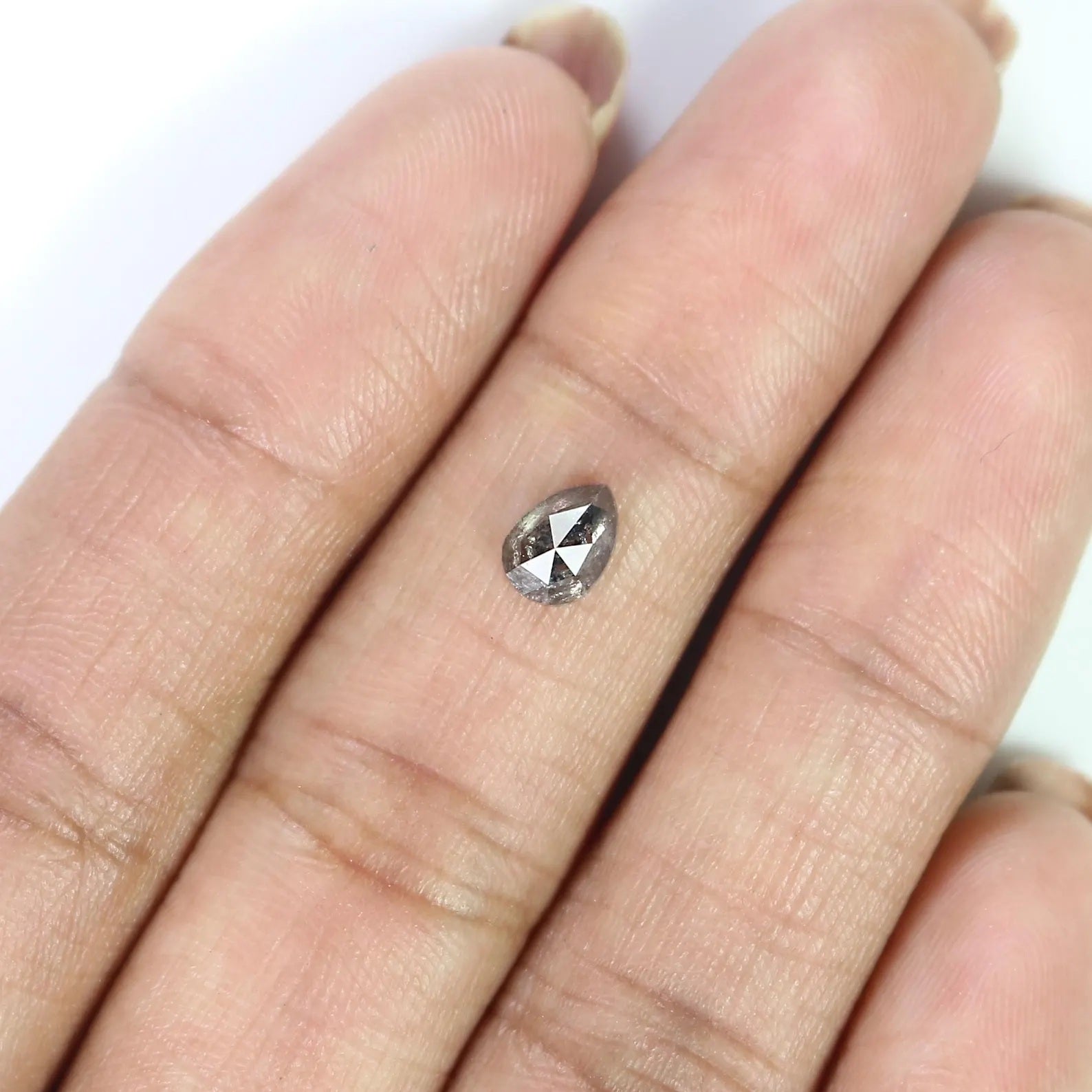 0.69 CT Natural Loose Pear Shape Diamond Salt And Pepper Pear Cut Diamond 6.35 MM Natural Loose Diamond Pear Shape Rose Cut Diamond QN9491