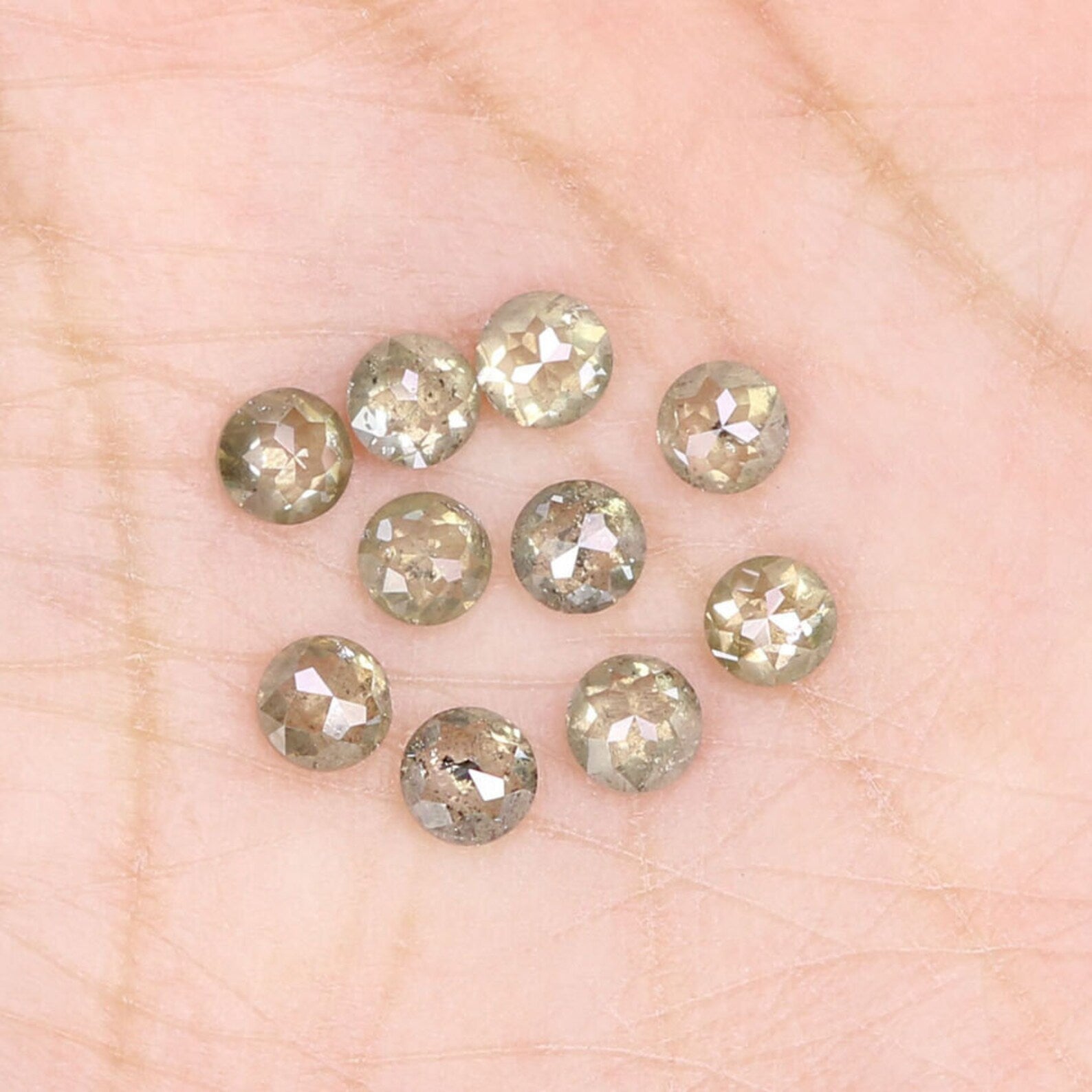 1.43 CT Natural Loose Rose Cut Diamond Grey Green Color Round Diamond 3.00 MM Natural Loose Grey Green Round Rose Cut Shape Diamond NQ409