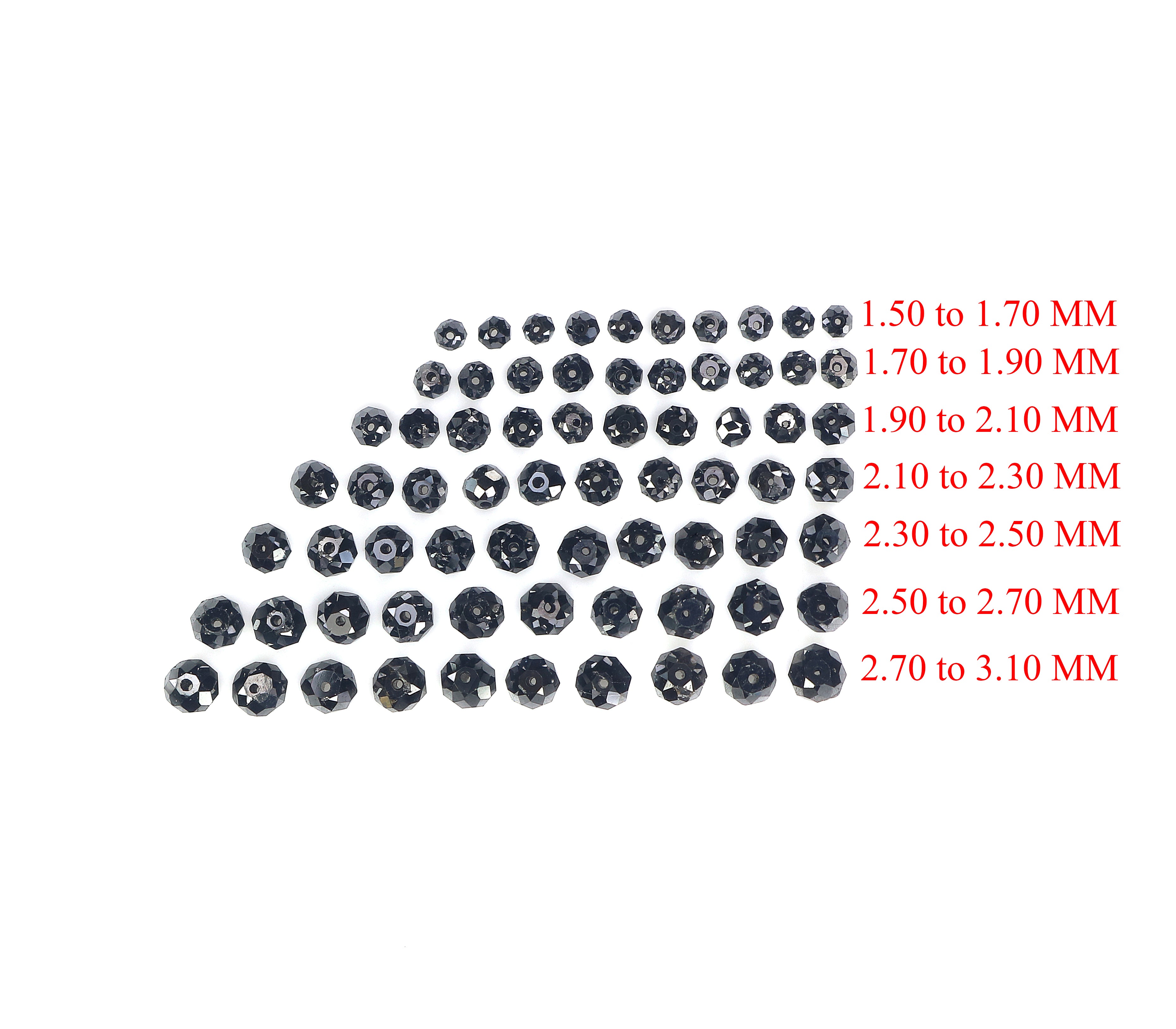 Natural Loose Bead Shape Diamond 1.50 to 3.10 MM Natural Black Color Bead Diamond 20 PCS Lot Round Bead Cut Diamond Q157