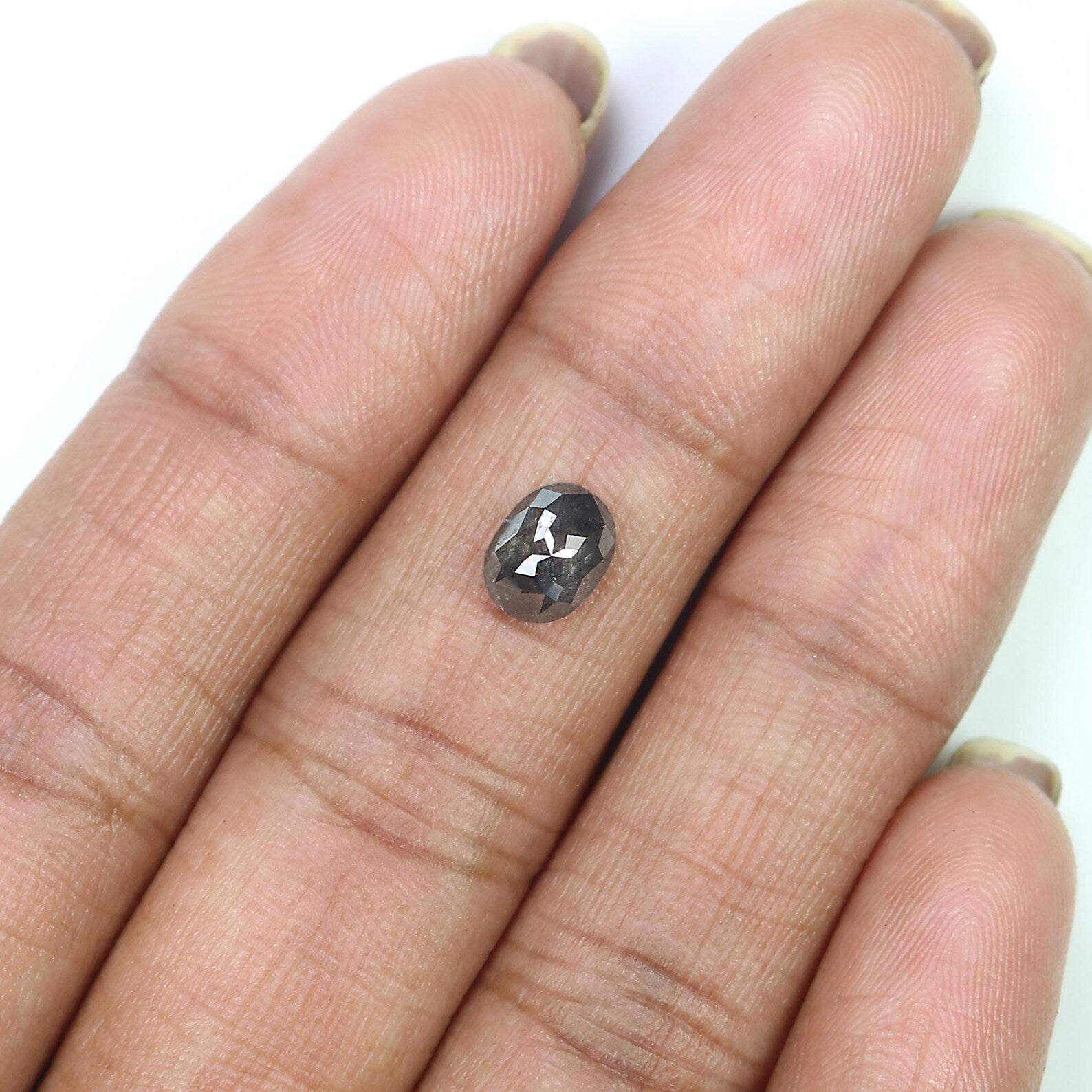 1.23 Ct Natural Loose Oval Shape Diamond Salt And Pepper Oval Diamond 7.15 MM Natural Diamond Black Gray Color Oval Rose Cut Diamond QN9439