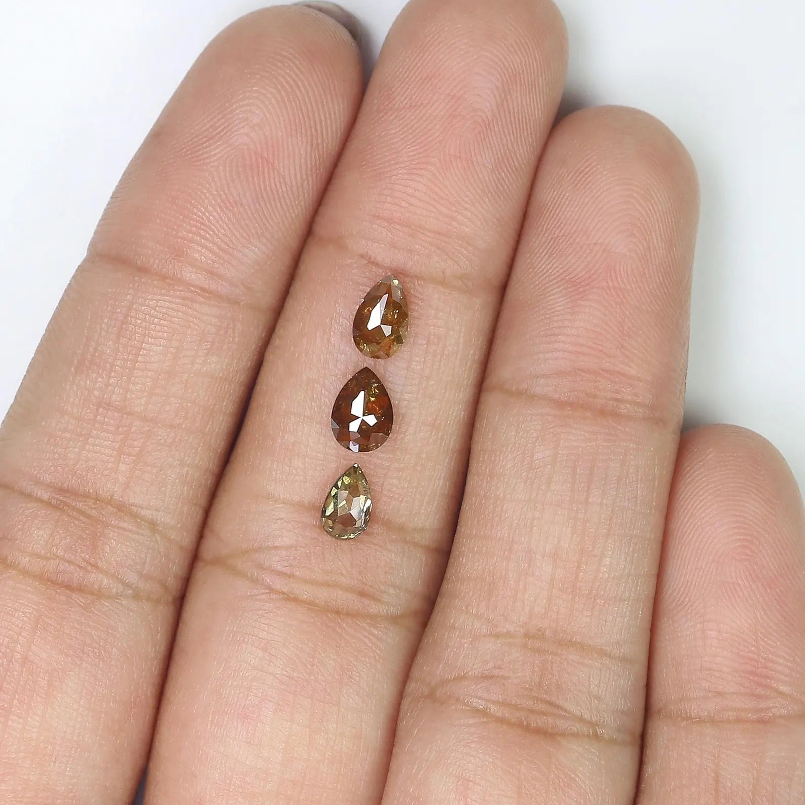 1.07 Ct Natural Loose Pear Shape Diamond Brown Green Color Pear Cut Diamond 5.30 MM Natural Brown Green Color Pear Rose Cut Diamond NQ1053