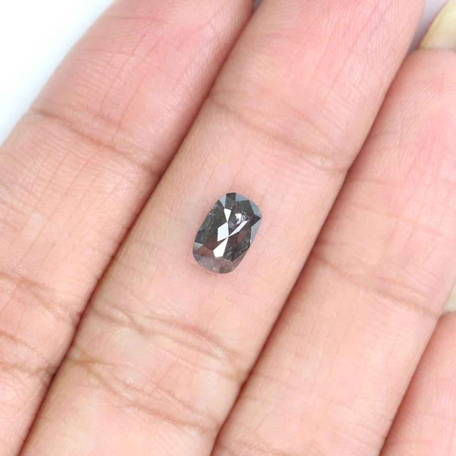 0.75 CT Natural Loose Cushion Cut Diamond Salt And Pepper Cushion Diamond 7.05 MM Natural Black Grey Color Cushion Rose Cut Diamond NQ7086