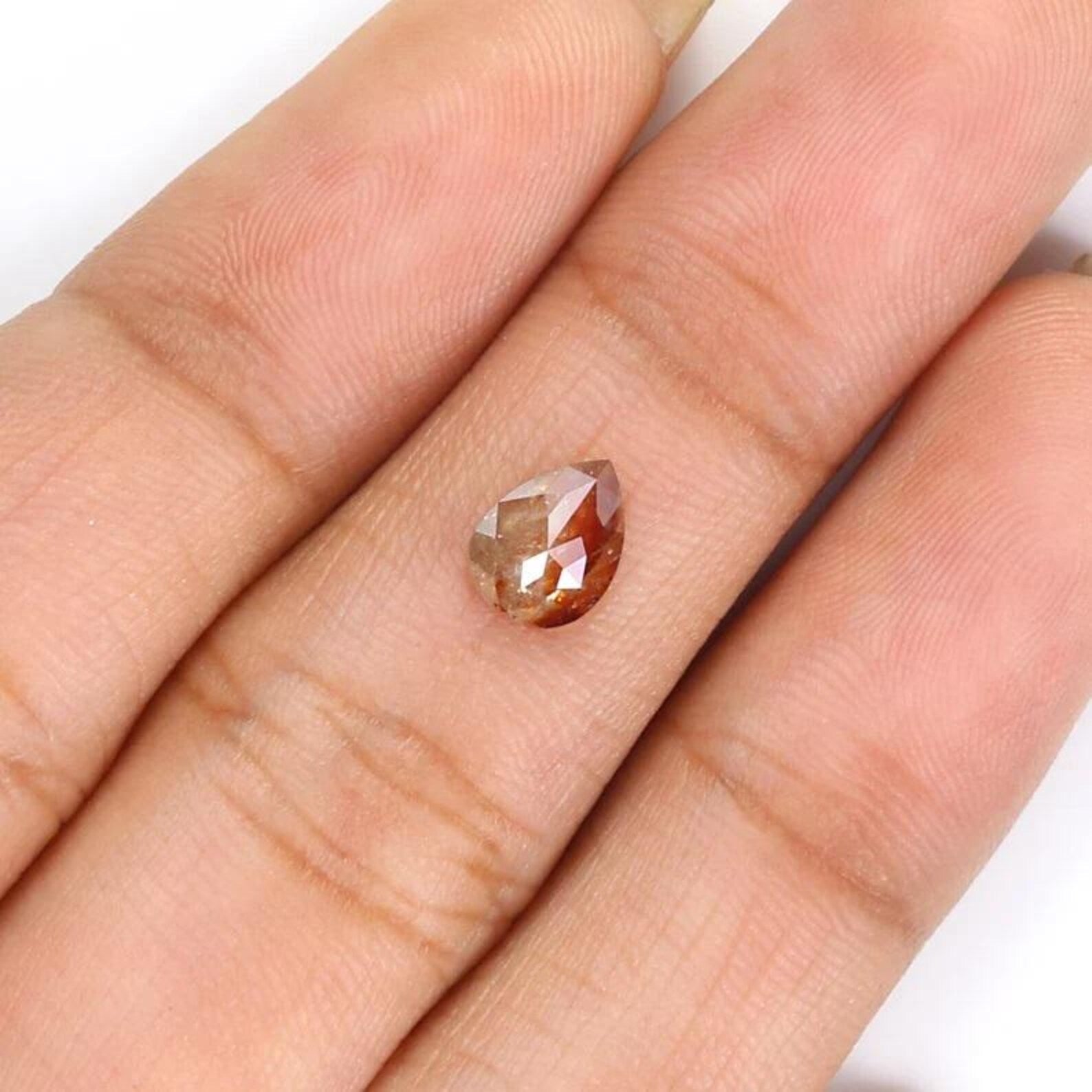 0.70 CT Natural Loose Pear Shape Diamond Brown Color Pear Cut Diamond 6.85 MM Natural Loose Diamond Brown Color Pear Rose Cut Diamond NQ1934