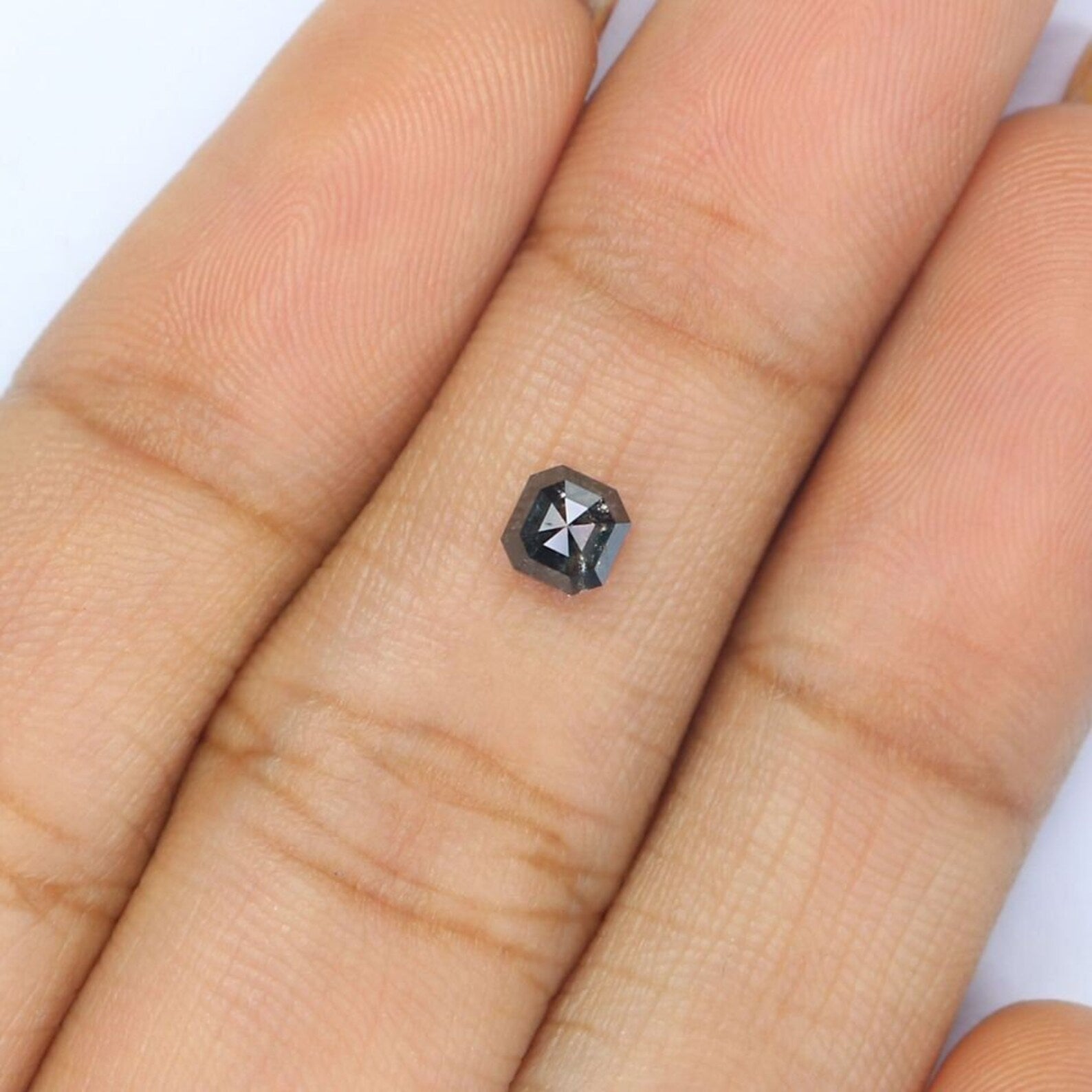 0.40 Ct Natural Loose Emerald Shape Diamond Salt And Pepper Emerald Diamond 4.00 MM Natural Black Grey Color Emerald Rose Cut Diamond NQ9403