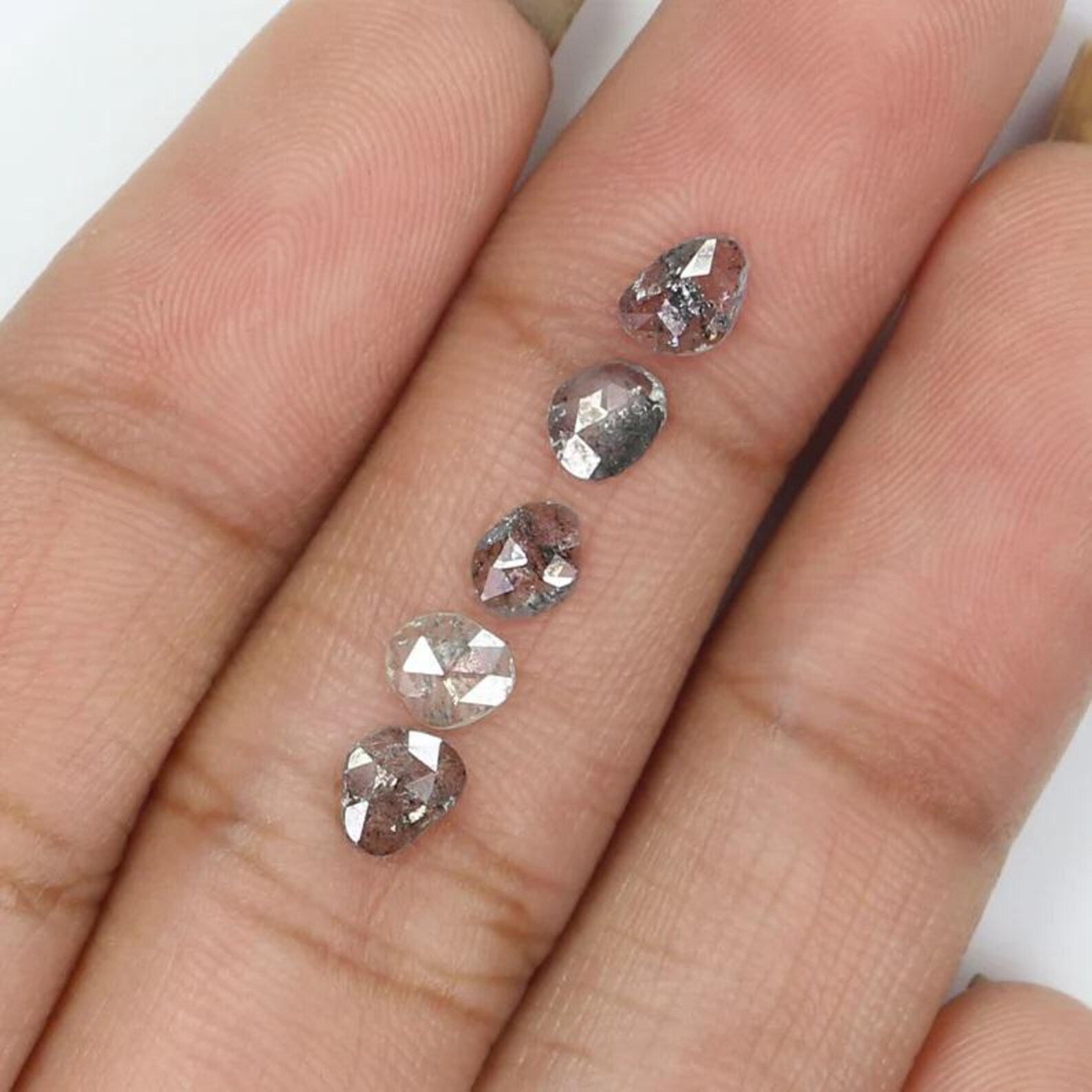 0.82 CT Natural Loose Slice Shape Diamond Salt And Pepper Slice Cut Diamond 4.60 MM Natural Black Grey Color Slice Rose Cut Diamond NQ2145