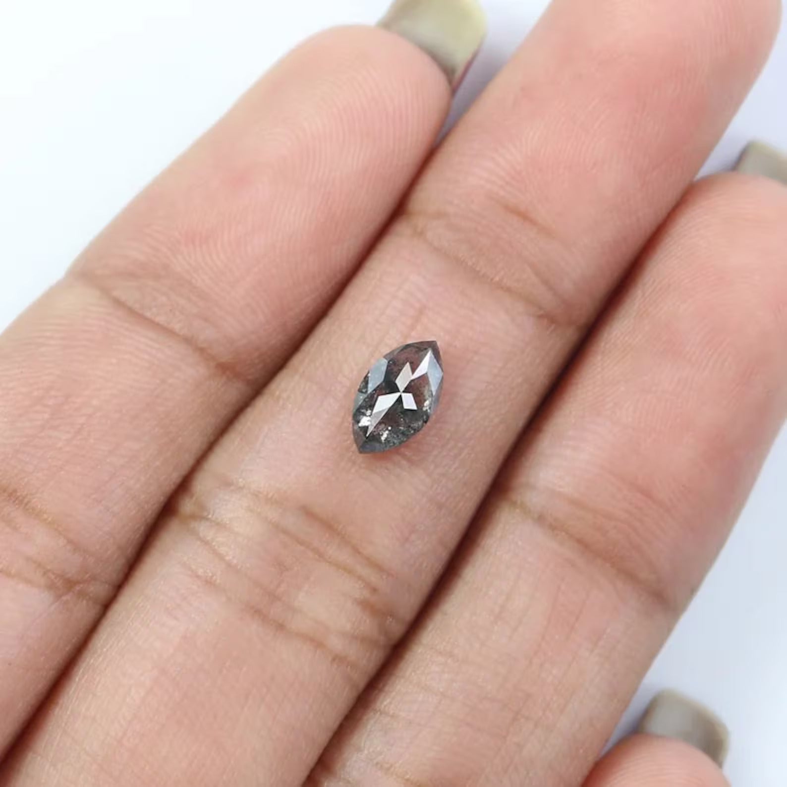 0.59 CT Natural Loose Marquise Shape Diamond Salt And Pepper Marquise Diamond 7.50 MM Black Grey Color Marquise Rose Cut Diamond NQ2434