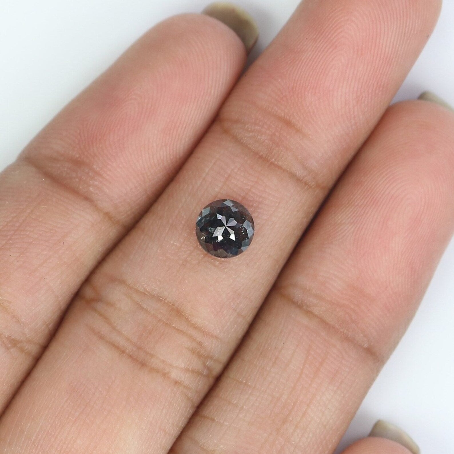 0.77 CT Natural Loose Round Cut Diamond Salt And Pepper Diamond 5.45 MM Natural Loose Diamond Black Grey Color Round Rose Cut Diamond NQ740