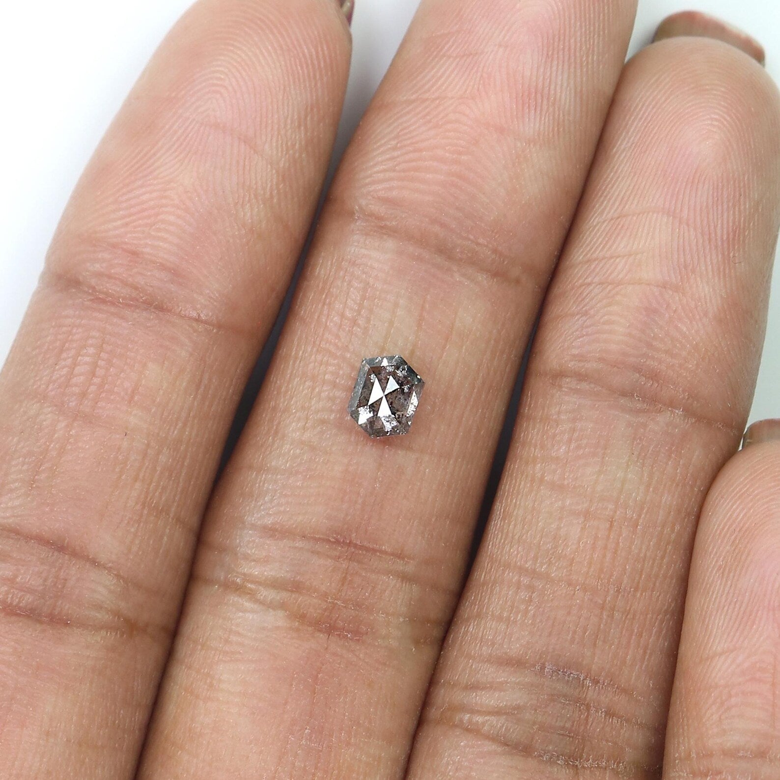 0.57 Ct Natural Loose Hexagon Shape Diamond Salt And Pepper Hexagon Cut Diamond 5.40 MM Natural Loose Black Color Hexagon Cut Diamond QN747