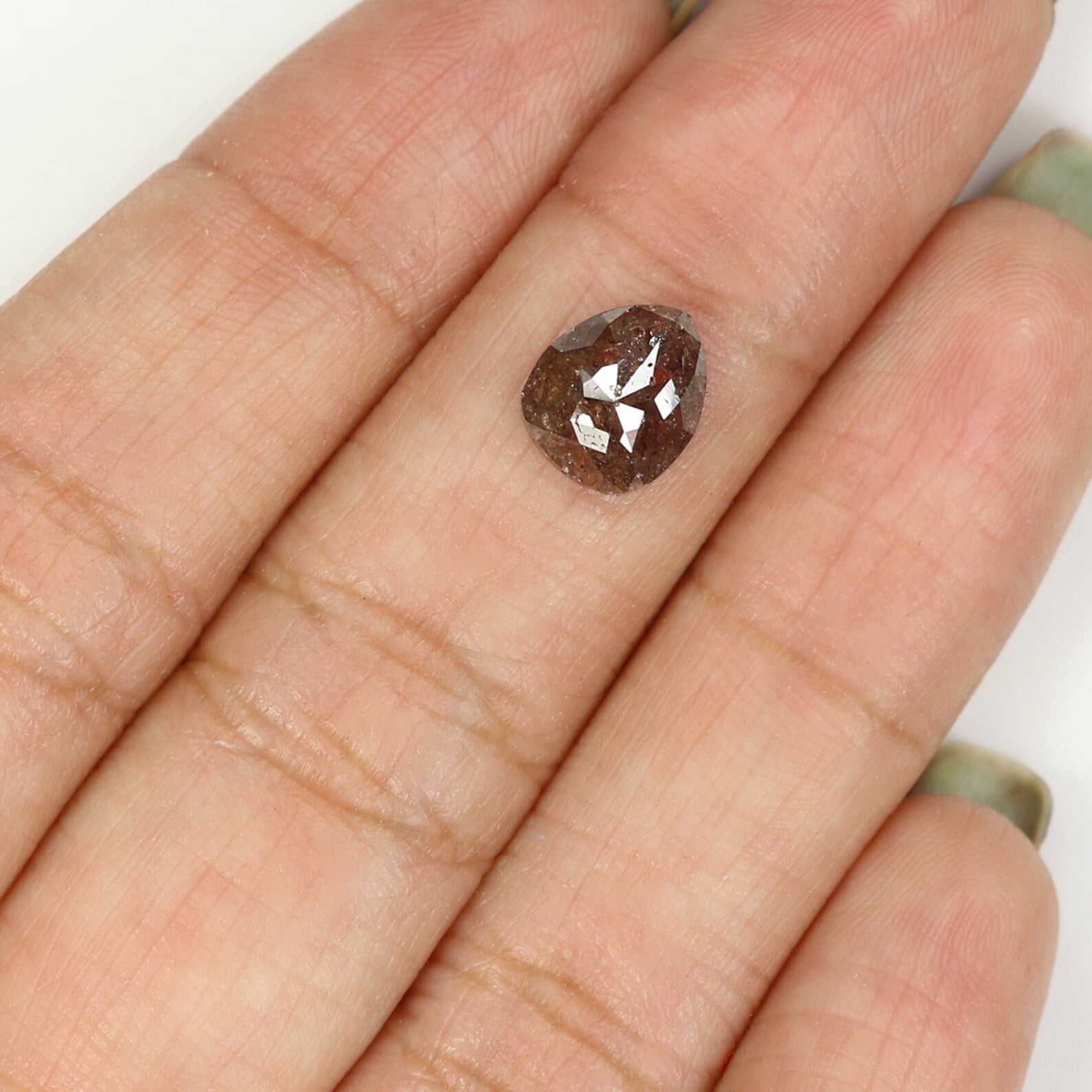 Natural Loose Pear Brown Color Diamond 1.37 CT 8.35 MM Pear Shape Rose Cut Diamond N1701
