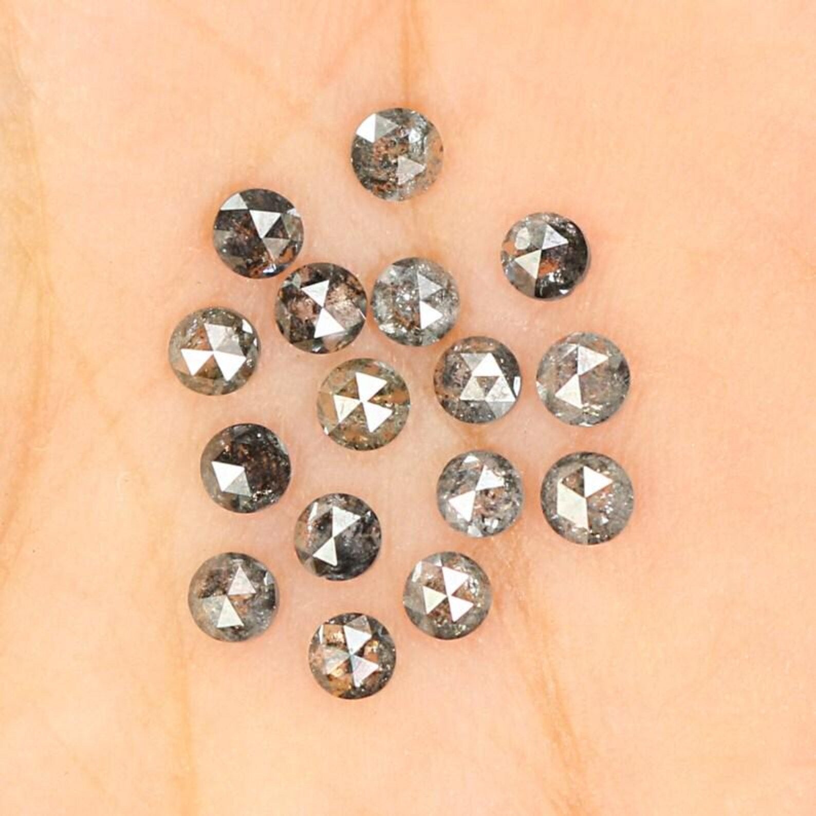 0.97 CT Natural Loose Round Shape Diamond Salt And Pepper Round Cut Diamond 2.30 MM Natural Black Grey Color Round Rose Cut Diamond NQ1651