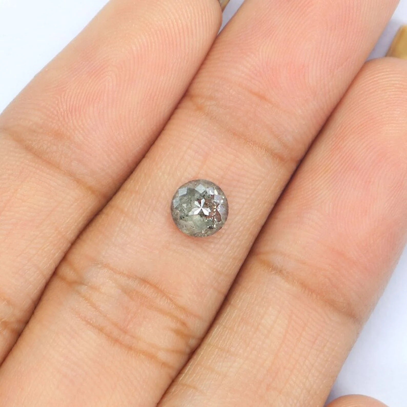 0.63 CT Natural Loose Round Shape Diamond Salt And Pepper Round Diamond 5.40 MM Natural Loose Black Grey Color Round Rose Cut Diamond NQ2146