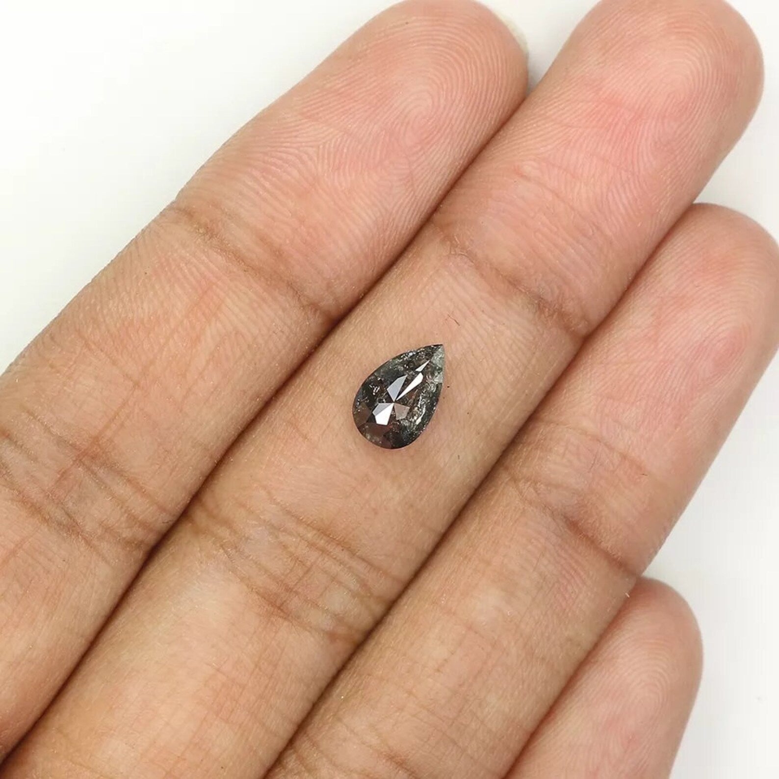 0.86 CT Natural Loose Pear Shape Diamond Salt And Pepper Diamond 8.00 MM Natural Loose Diamond Black Grey Color Pear Rose Cut Diamond QN1434