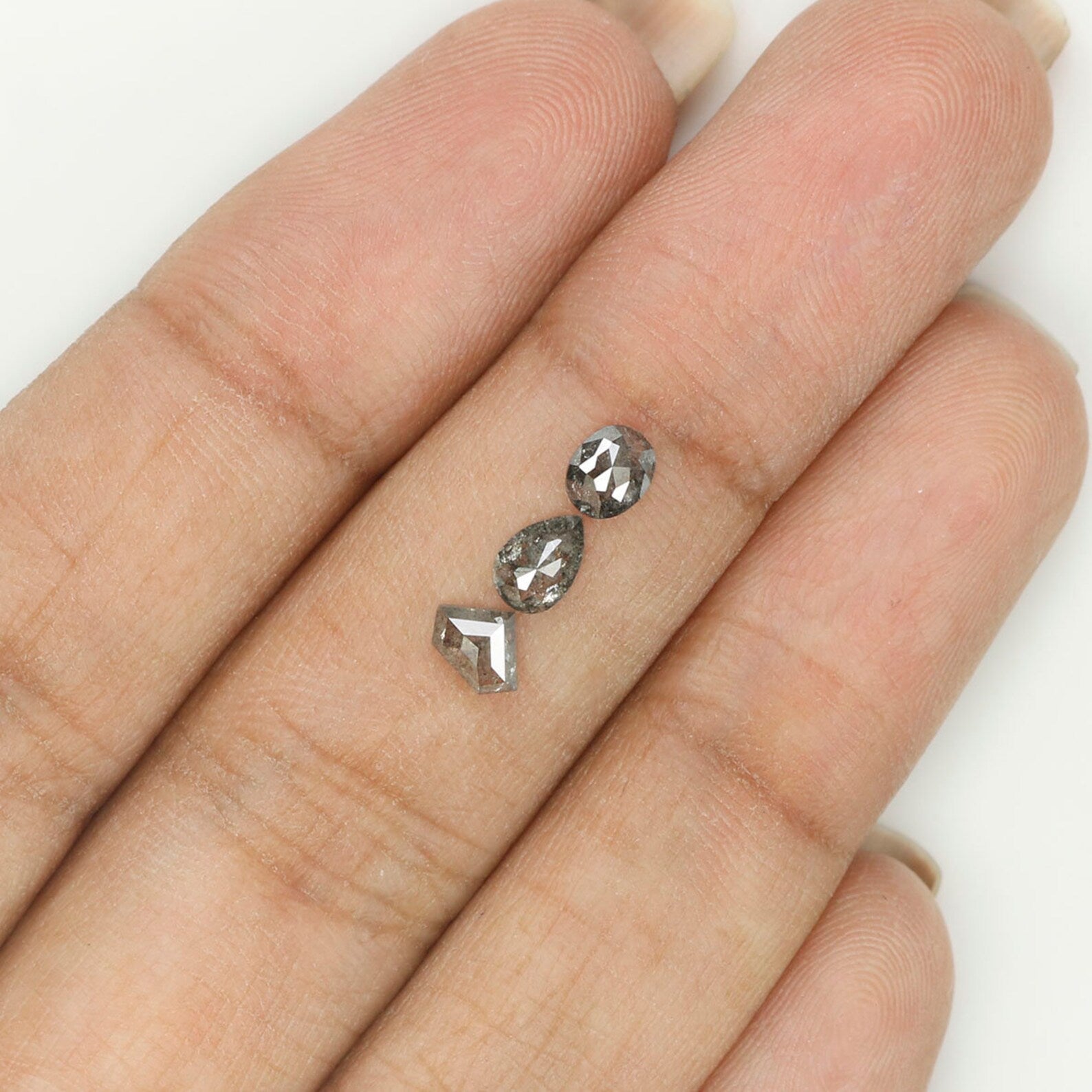 0.84 Ct Natural Loose Diamond, Salt Pepper Diamond, Mix Shape, Black And Gray Diamond, Shield Diamond, Oval Diamond, Pear Diamond KDN1237