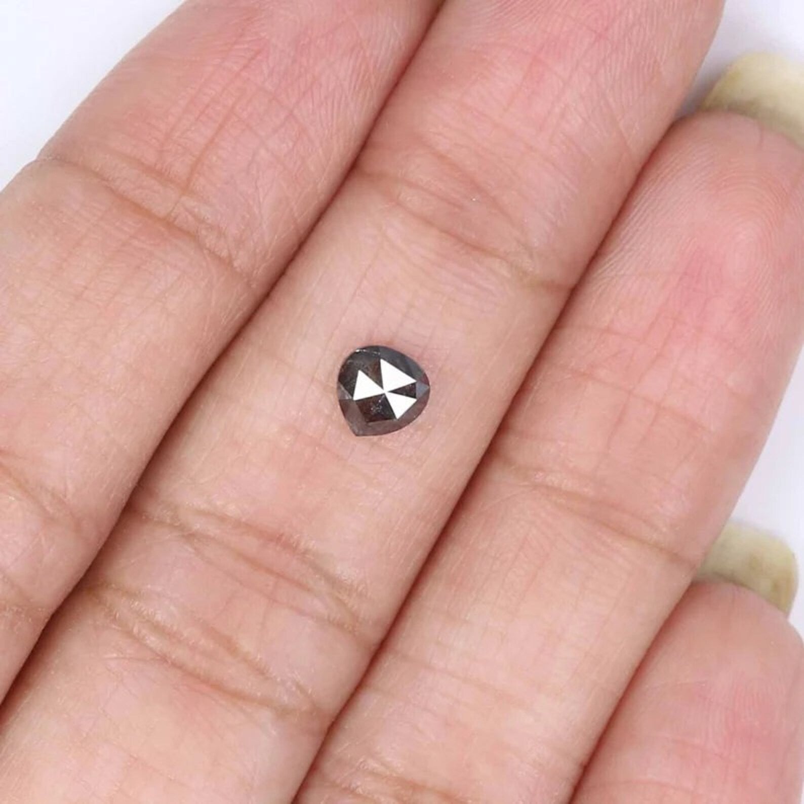 0.39 CT Natural Loose Heart Shape Diamond Salt And Pepper Heart Cut Diamond 4.80 MM Black Grey Color Heart Shape Rose Cut Diamond NQ9299