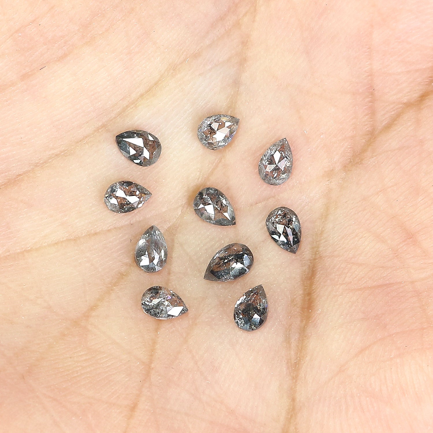 1.19 CT Natural Loose Pear Shape Diamond Salt And Pepper Pear Diamond 3.55 MM Natural Loose Black Grey Color Pear Rose Cut Diamond QL1294