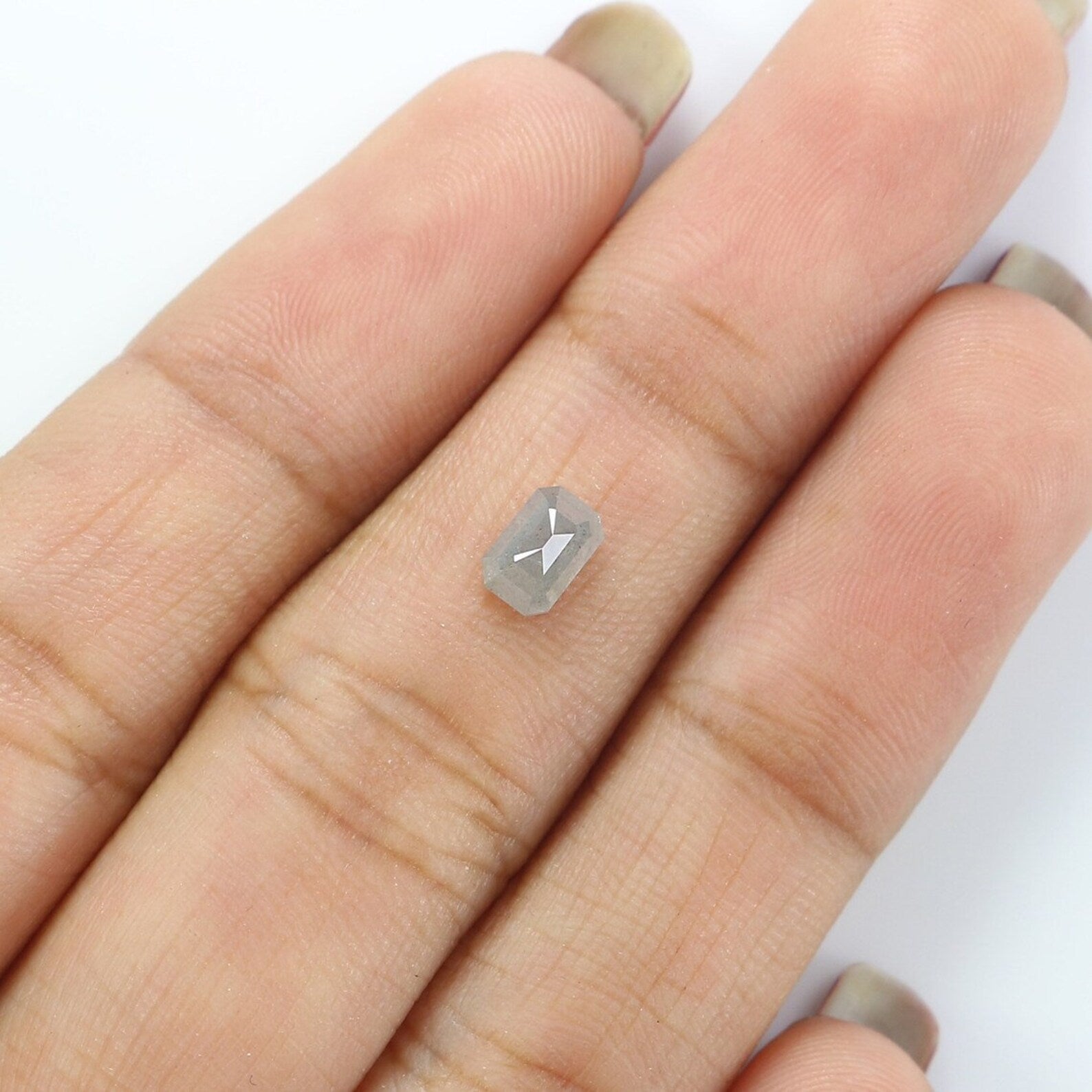 0.53 CT Natural Loose Emerald Shape Diamond Salt And Pepper Emerald Cut Diamond 5.30 MM Natural Grey Color Emerald Rose Cut Diamond NQ8866
