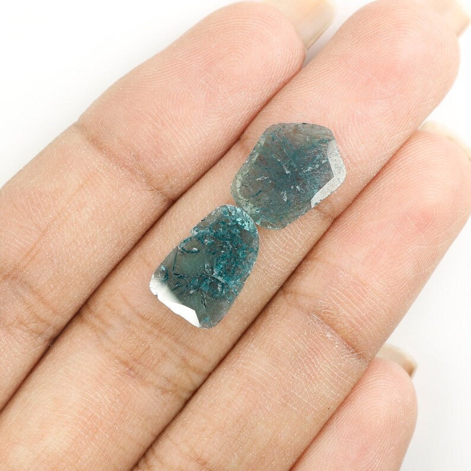 1.60 CT Natural Loose Slice Shape Diamond Blue Color Slice Diamond 12.70 MM Natural Loose Diamond Blue Color Slice Rose Cut Diamond NQ1269