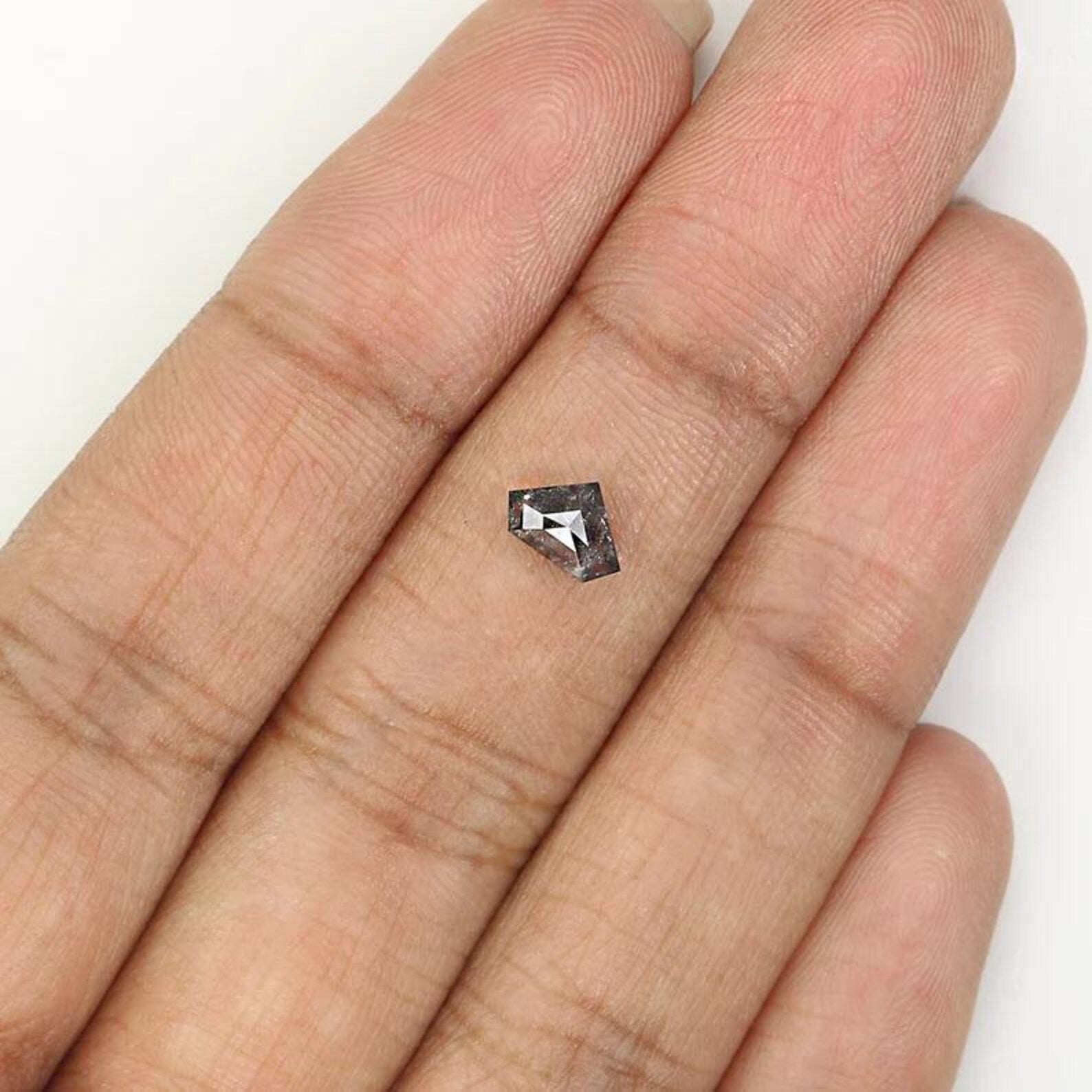 0.50 CT Natural Loose Shield Shape Diamond Salt And Pepper Shield Diamond 4.40 MM Natural Loose Black Grey Shield Rose Cut Diamond NQ1535