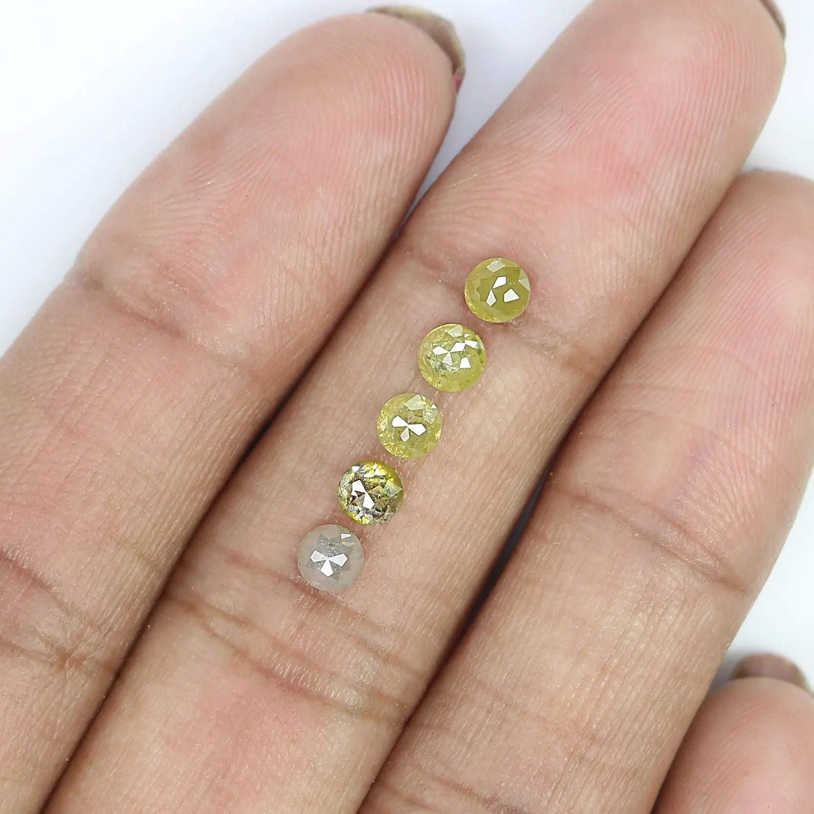 1.43 CT Natural Loose Round Rose Cut Diamond Grey Color Round Shape Diamond 3.70 MM Natural Loose Yellow Color Round Rose Cut Diamond NQ1775