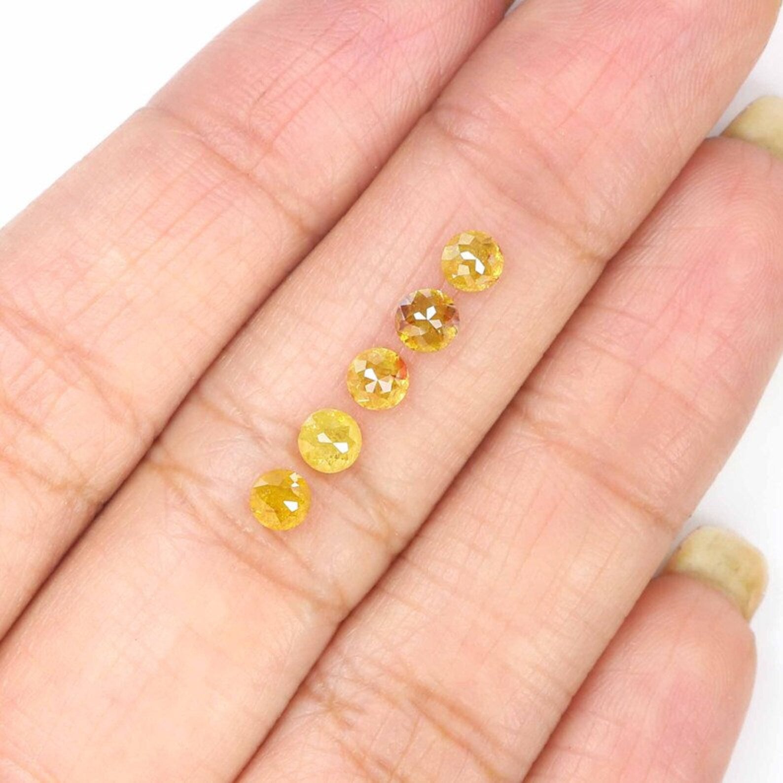 1.47 CT Natural Loose Round Shape Diamond Yellow Color Round Cut Diamond 3.50 MM Natural Diamond Yellow Color Round Rose Cut Diamond NQ655