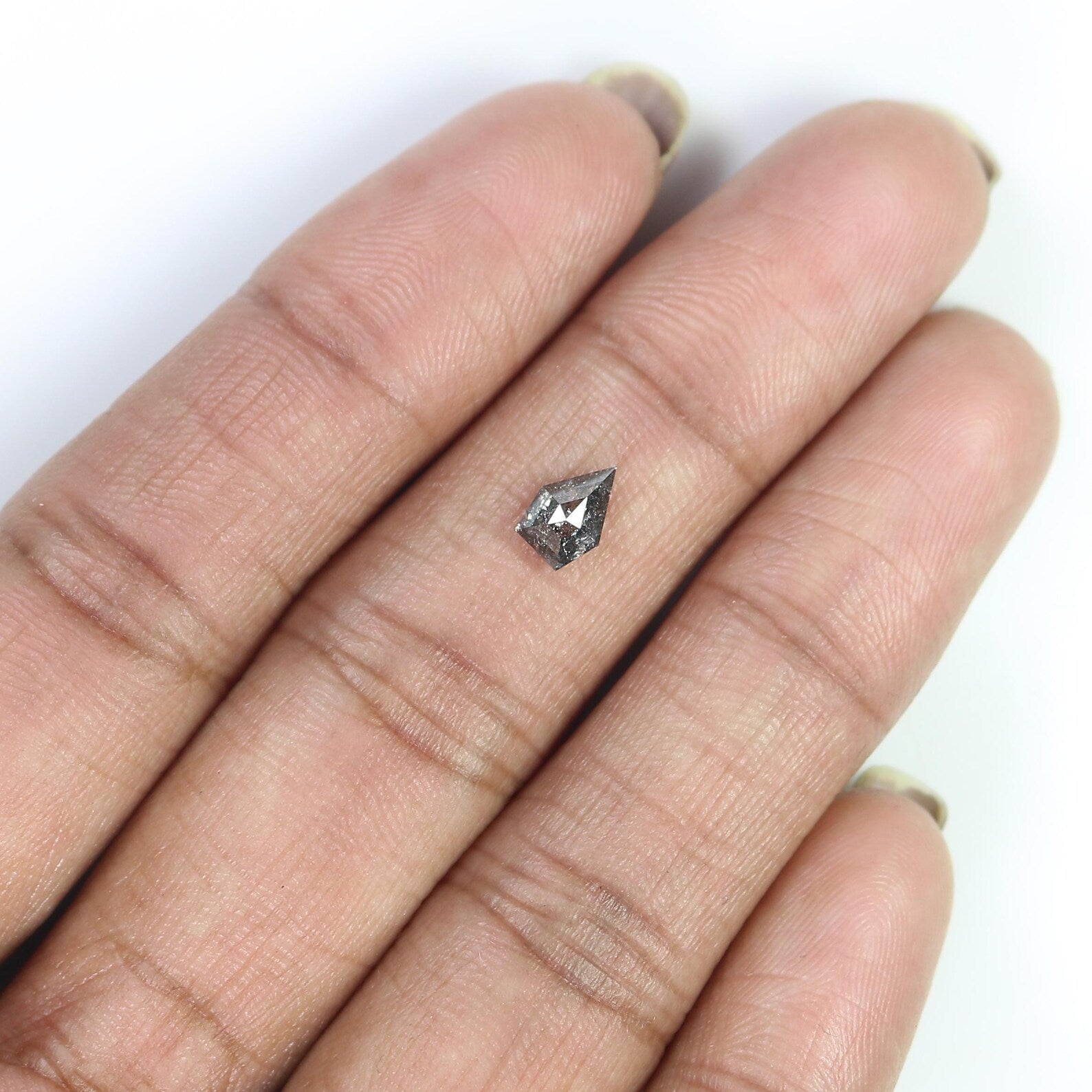 0.58 Ct Natural Loose Shield Shape Diamond Salt And Pepper Shield Diamond 6.60 MM Natural Loose Black Grey Color Shield Cut Diamond QN8843