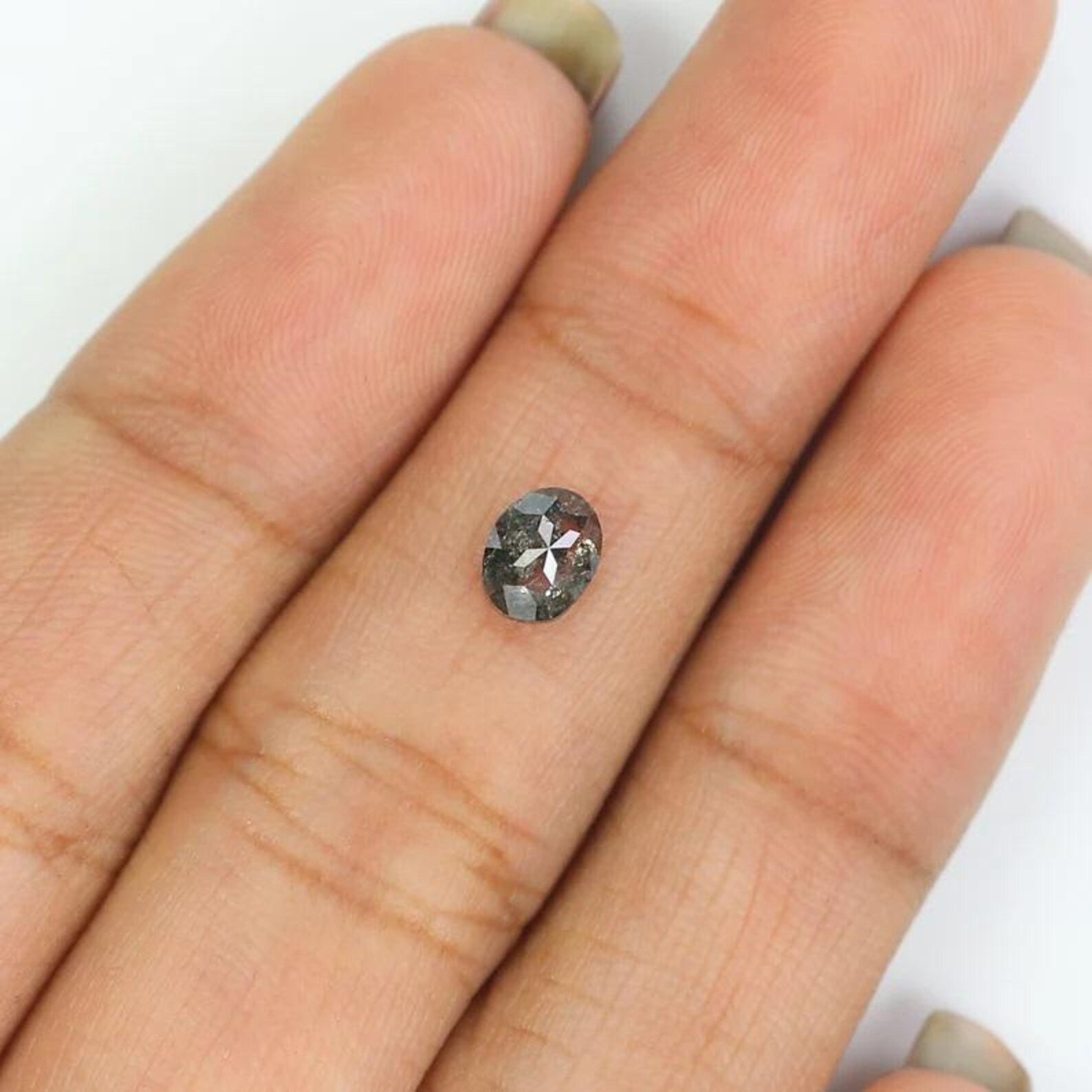 0.54 CT Natural Loose Oval Shape Diamond Salt And Pepper Oval Diamond 5.50 MM Natural Loose Black Grey Color Oval Rose Cut Diamond NQ9241
