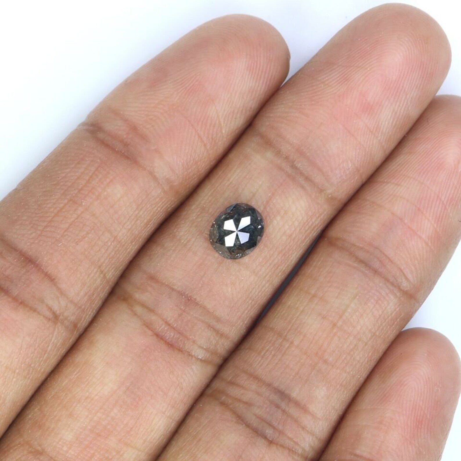1.12 Ct Natural Loose Oval Shape Diamond Salt And Pepper Oval Diamond 6.60 MM Natural Black Grey Color Oval Rose Cut Diamond QN2360