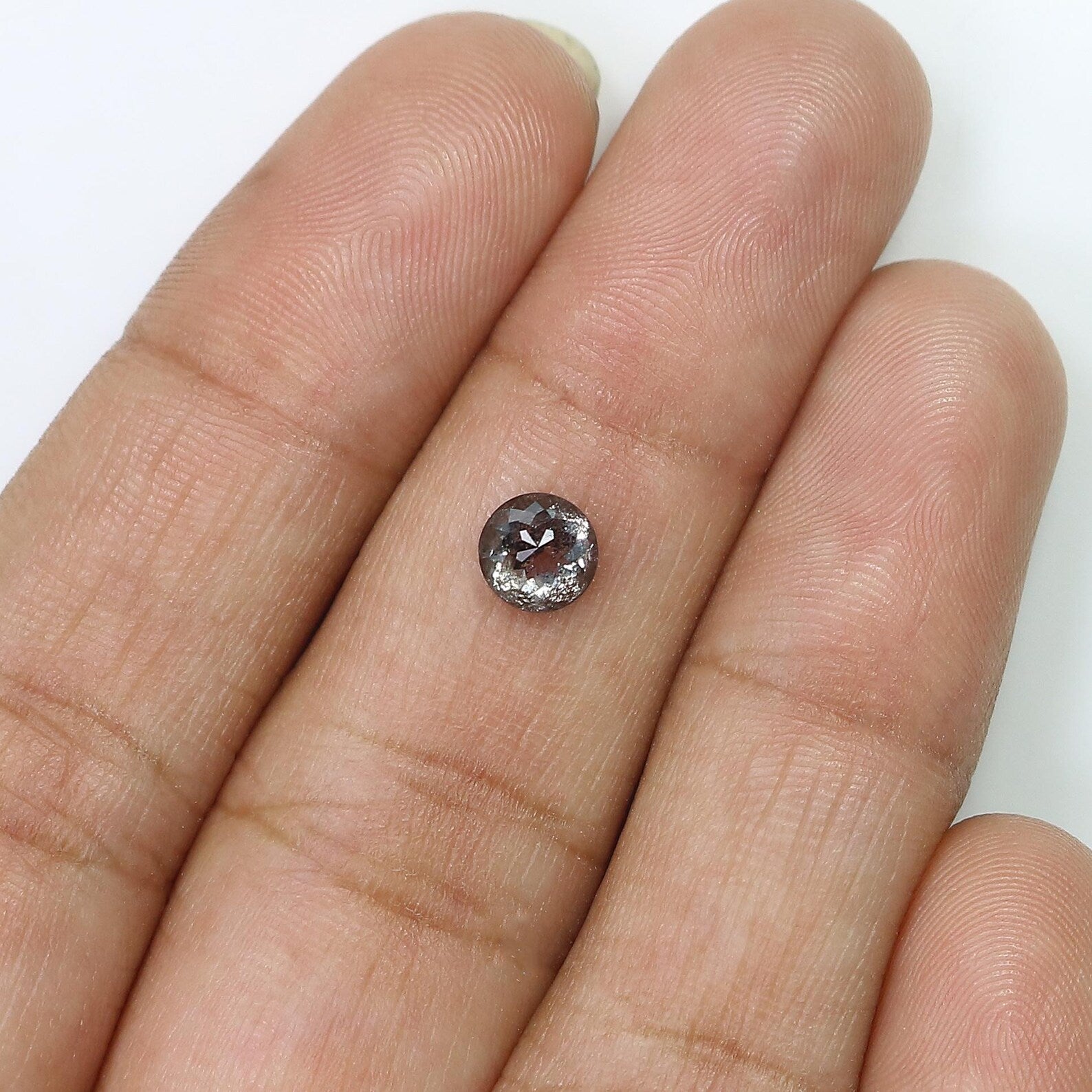 0.83 Ct Natural Loose Round Rose Cut Diamond Salt And Pepper Diamond 5.30 MM Natural Black Gray Color Round Rose Cut Diamond QN9672