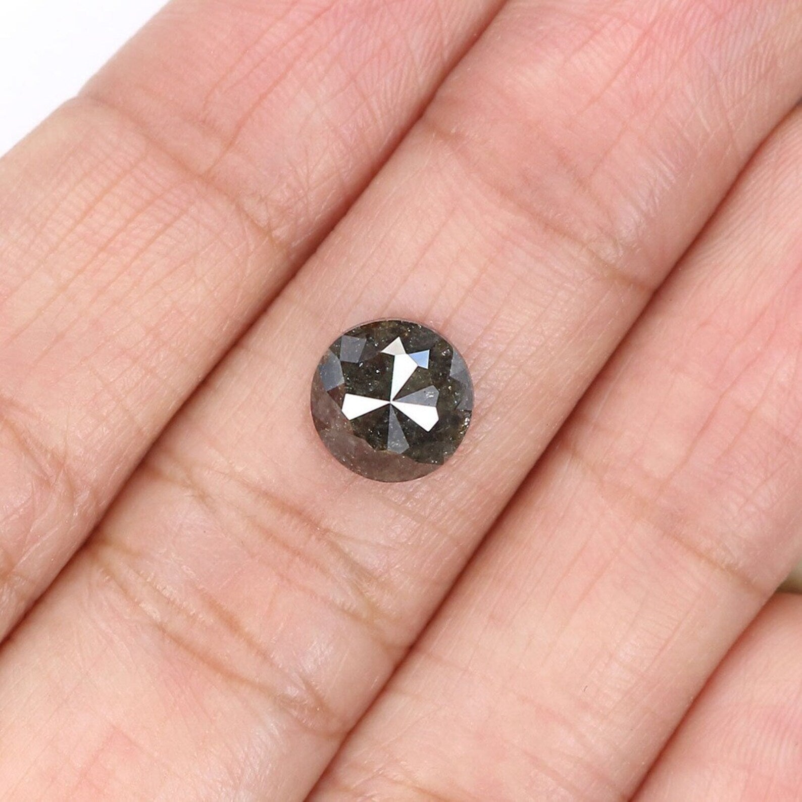 1.79 CT Natural Loose Round Rose Cut Diamond Salt And Pepper Round Shape Diamond 7.60 MM Natural Diamond Black Color Round Diamond NQ1028