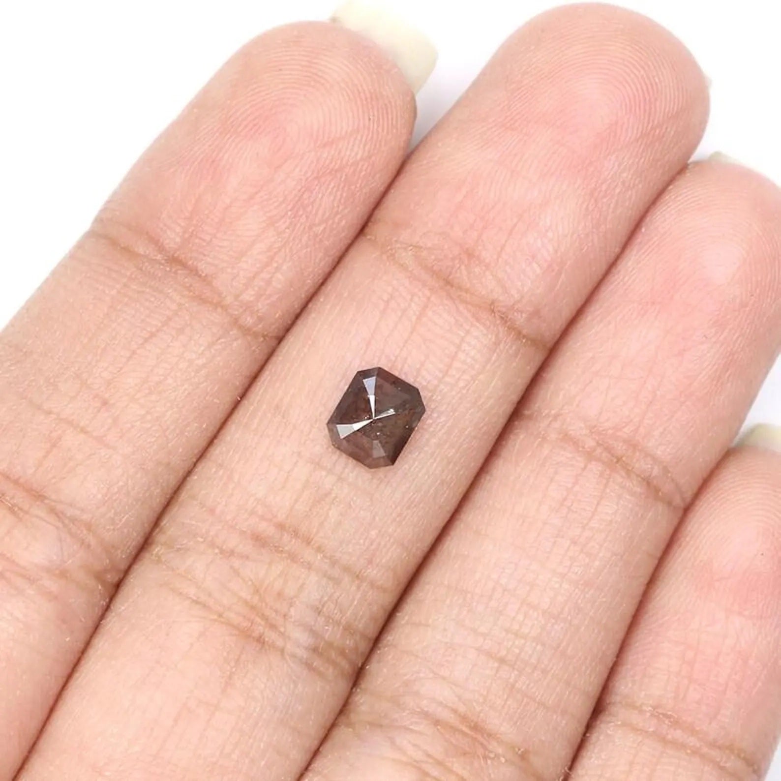 0.74 Ct Natural Loose Emerald Shape Diamond Brown Color Emerald Diamond 5.85 MM Natural Loose Brown Color Emerald Rose Cut Diamond NQ9347