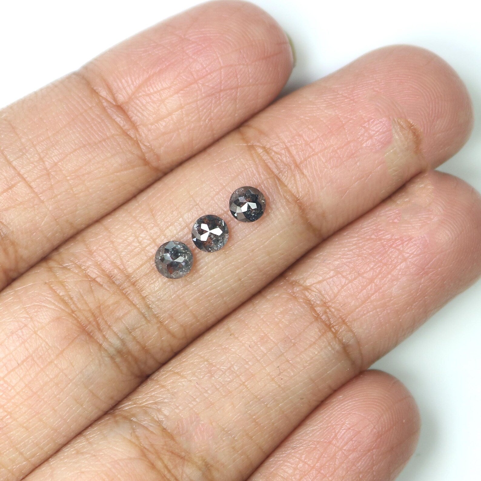 0.88 CT Natural Loose Round Shape Diamond Salt And Pepper Round Cut Diamond 3.70 MM Natural Loose Diamond Round Rose Cut Diamond NQ1876