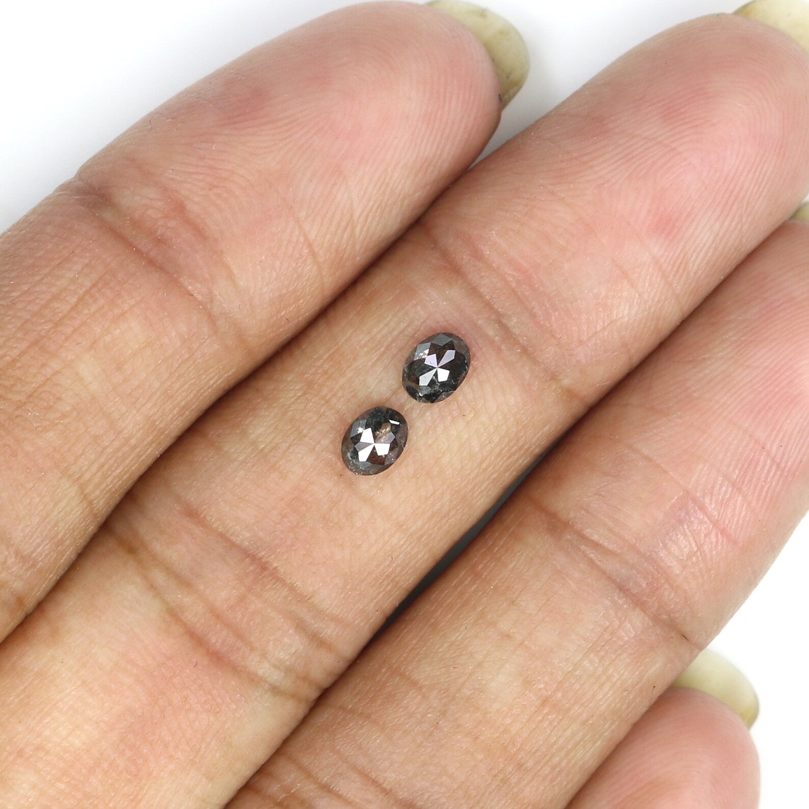 Natural Loose Oval Diamond, Salt And Pepper Oval Diamond, Natural Loose Diamond, Oval Rose Cut Diamond, 0.38 CT Oval Shape Diamond KDN2293