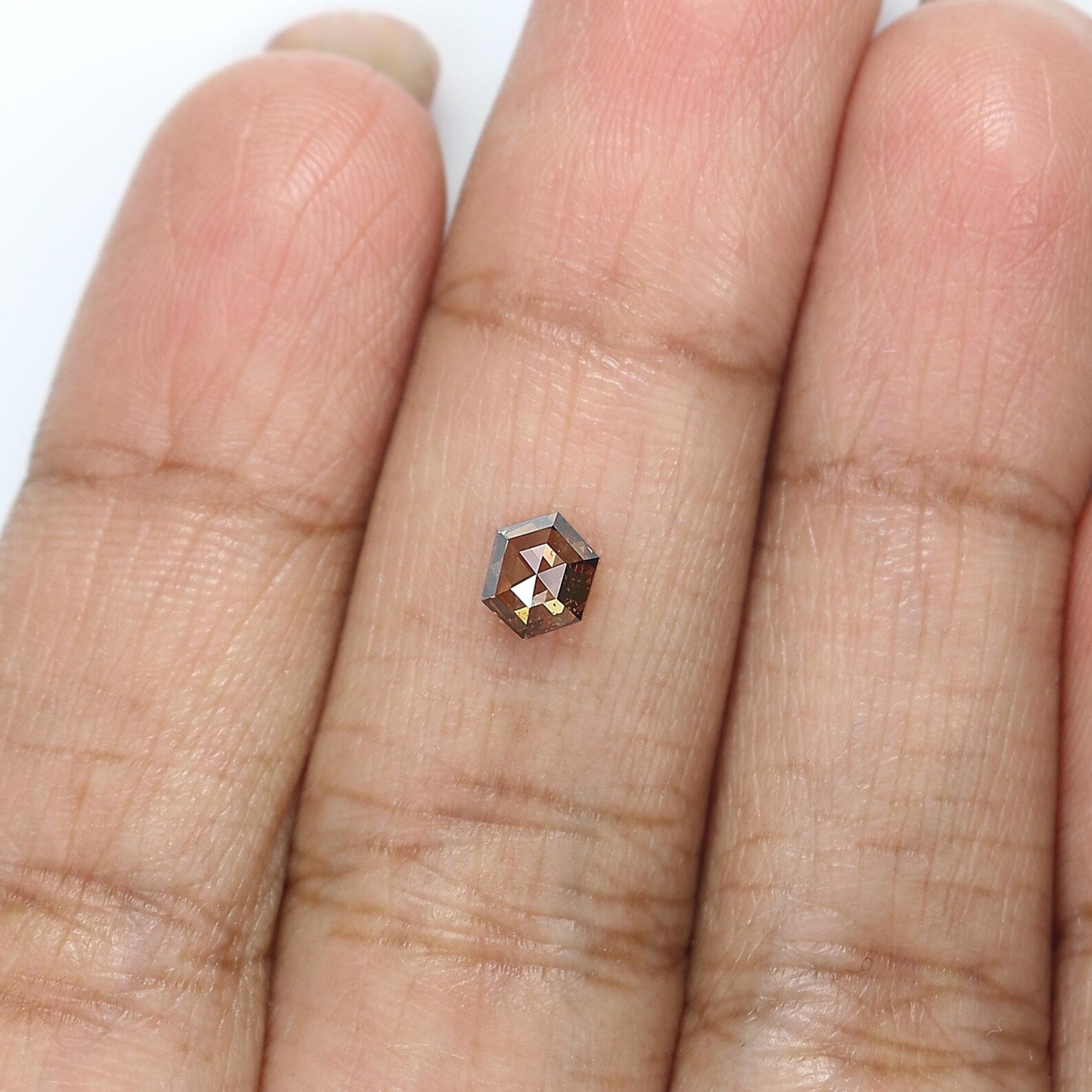 0.51 CT Natural Loose Hexagon Shape Diamond Brown Color Hexagon Diamond 5.25 MM Natural Loose Diamond Brown Hexagon Rose Cut Diamond NQ1246