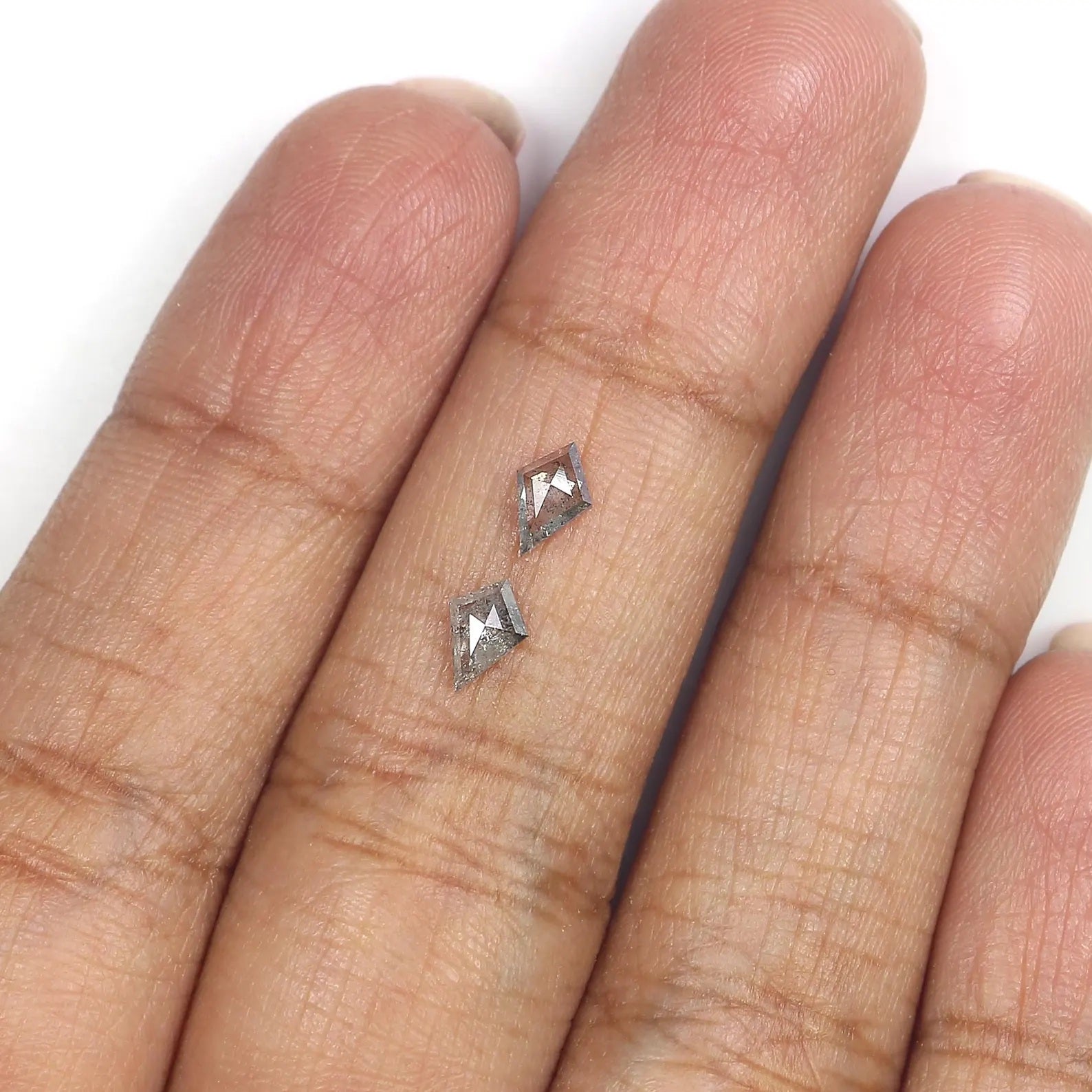 0.46 Ct Natural Loose Kite Shape Pair Diamond Salt And Pepper Kite Diamond 5.80 MM Natural Black Gray Color Kite Rose Cut Diamond NQ2341