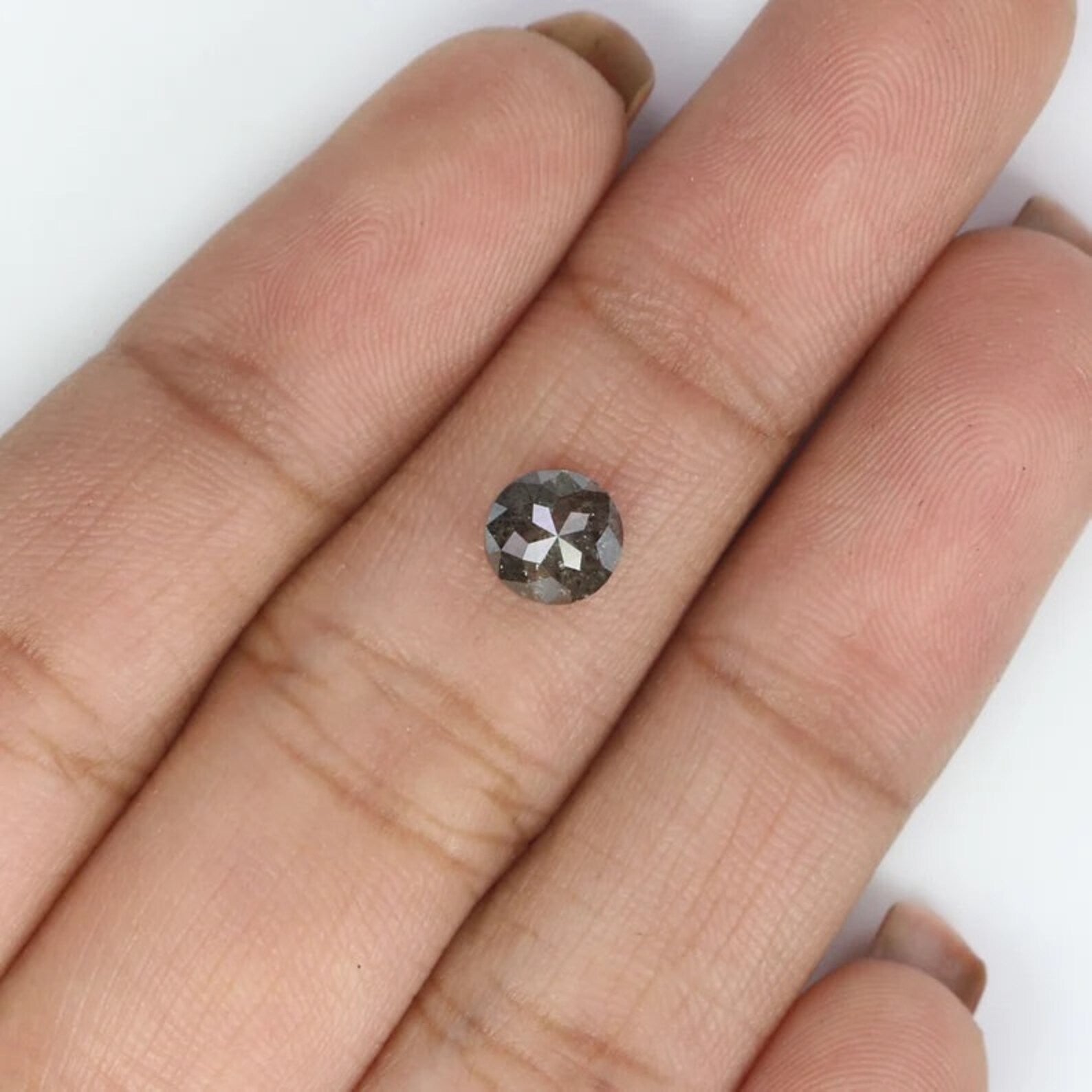 0.79 Ct Natural Loose Round Shape Diamond Salt And Pepper Round Cut Diamond 5.85 MM Natural Black Grey Color Round Rose Cut Diamond NQ2260