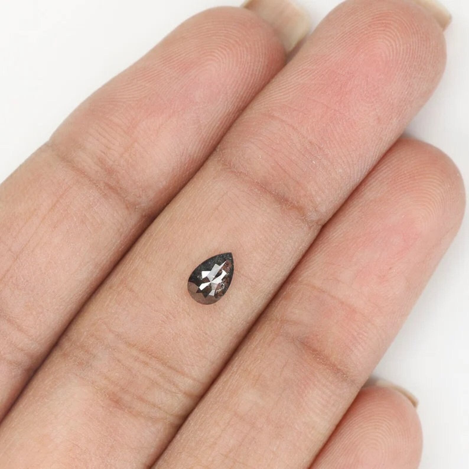 0.36 CT Natural Loose Pear Shape Diamond Salt And Pepper Pear Diamond 6.00 MM Natural Diamond Black Grey Color Pear Rose Cut Diamond NQ1205